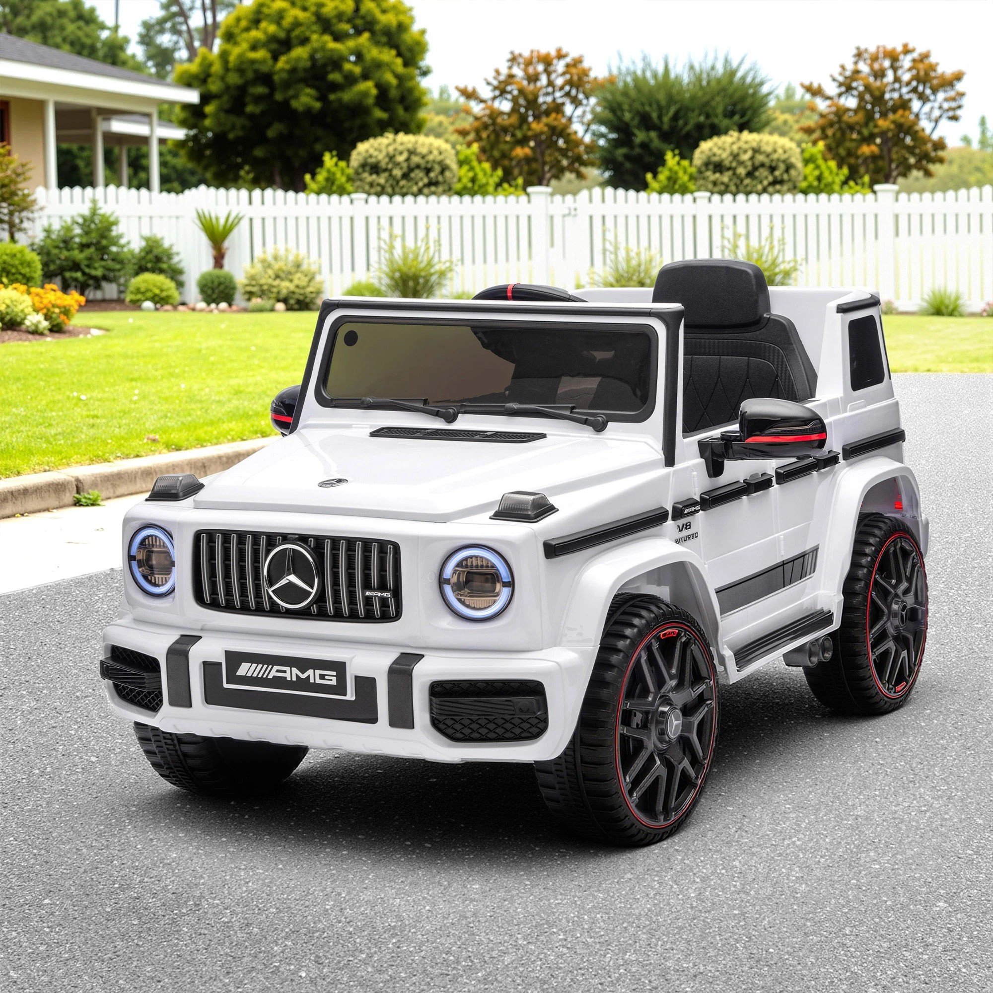 5 Mercedes-Benz 12V Kids Electric Ride On Car G63 Toy Cars Remote Control Horn Music - White, 5 of 5