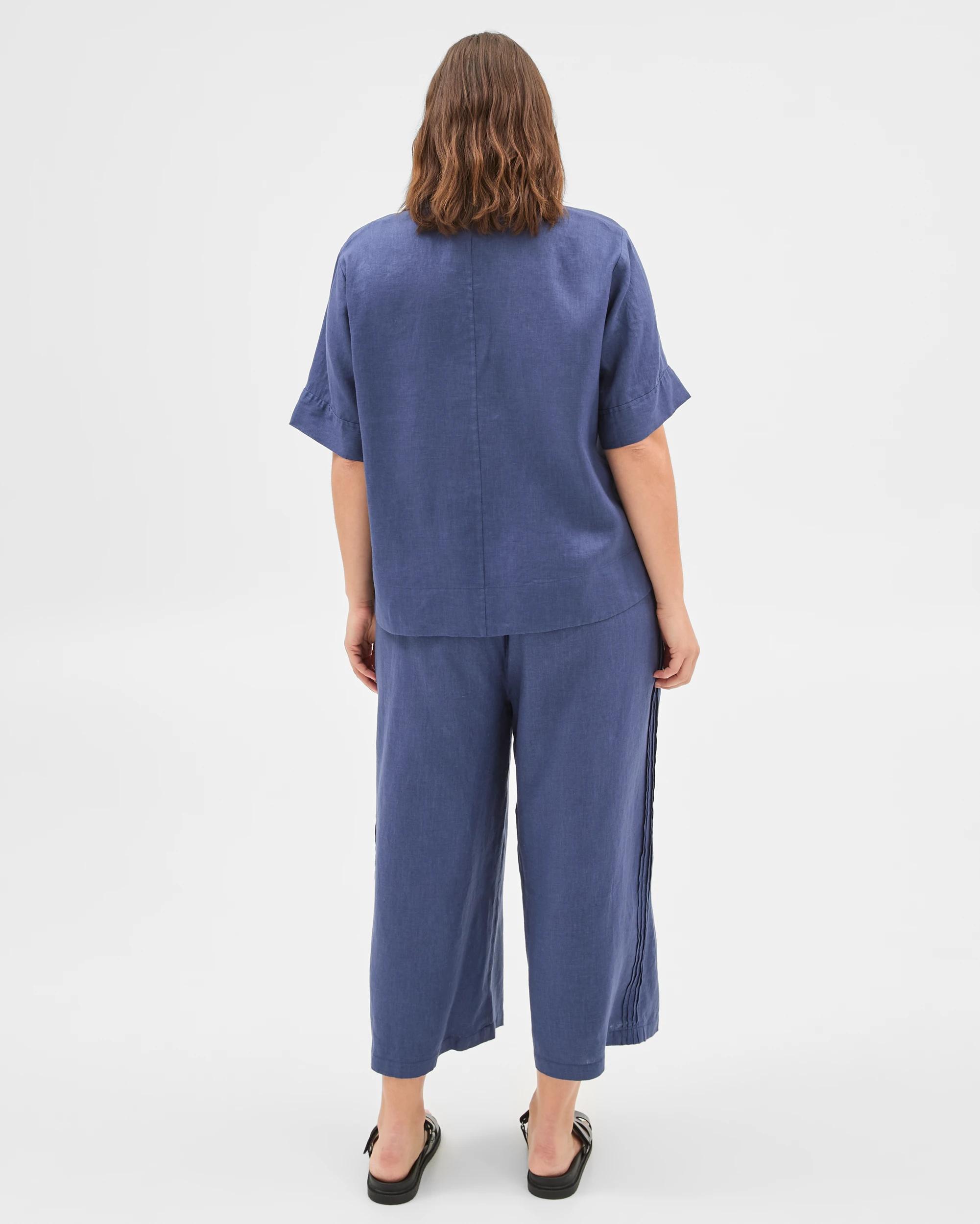 3 Target Plus Size European Linen Crop Wide Leg Pants INDIGO, 3 of 6