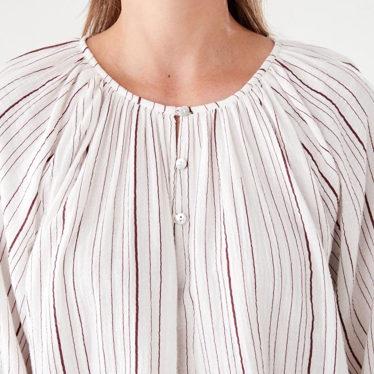 5 Long Sleeve Double Cloth Top VARIGATED STRIPE WHITE, 5 of 6