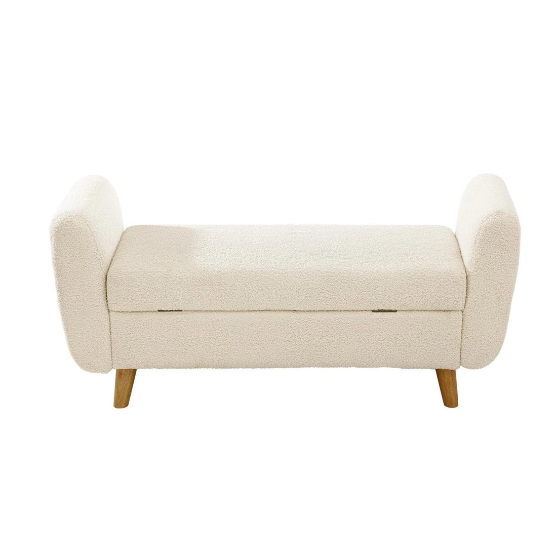 8 Oikiture Storage Ottoman Blanket Box Arm Foot Stool Couch Large Sherpa
 - White, 8 of 10