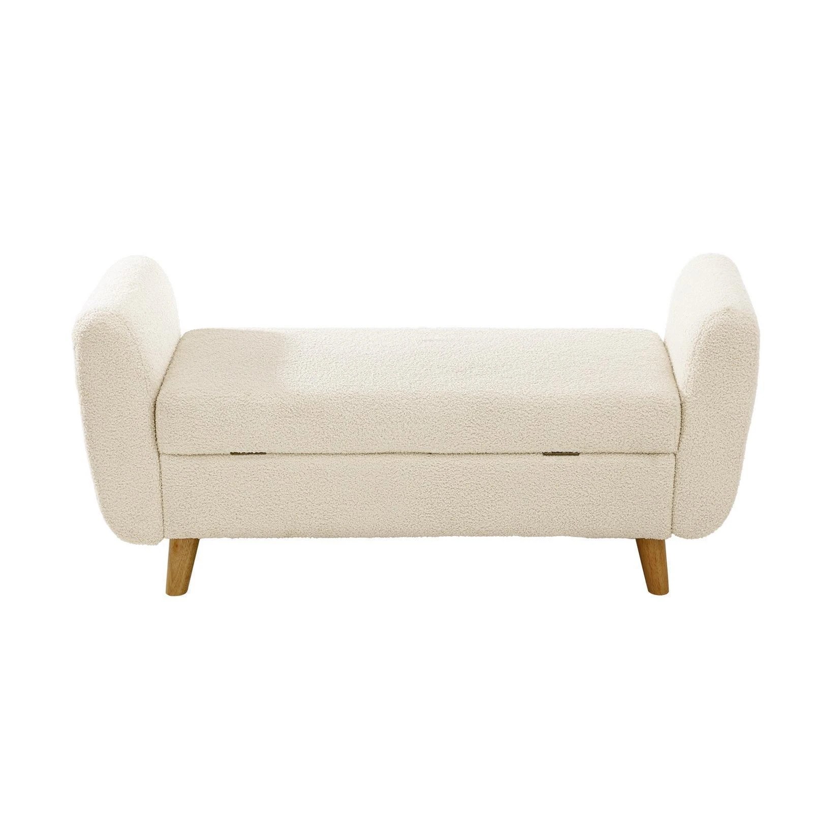 8 Oikiture Storage Ottoman Blanket Box Arm Foot Stool Couch Large Sherpa
 - White, 8 of 10