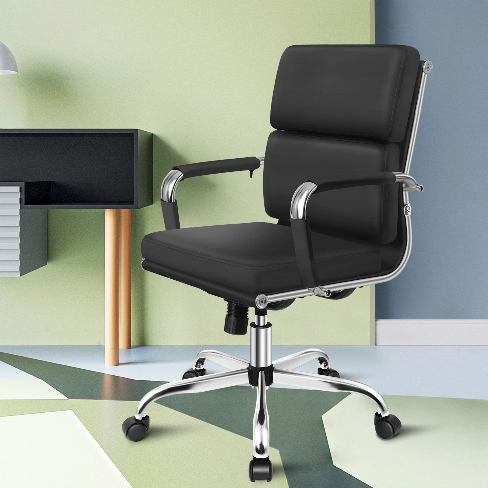 5 Alfordson Office Chair Ergonomic Paddings Executive Computer Work Seat Mid Back - Black, 5 of 10