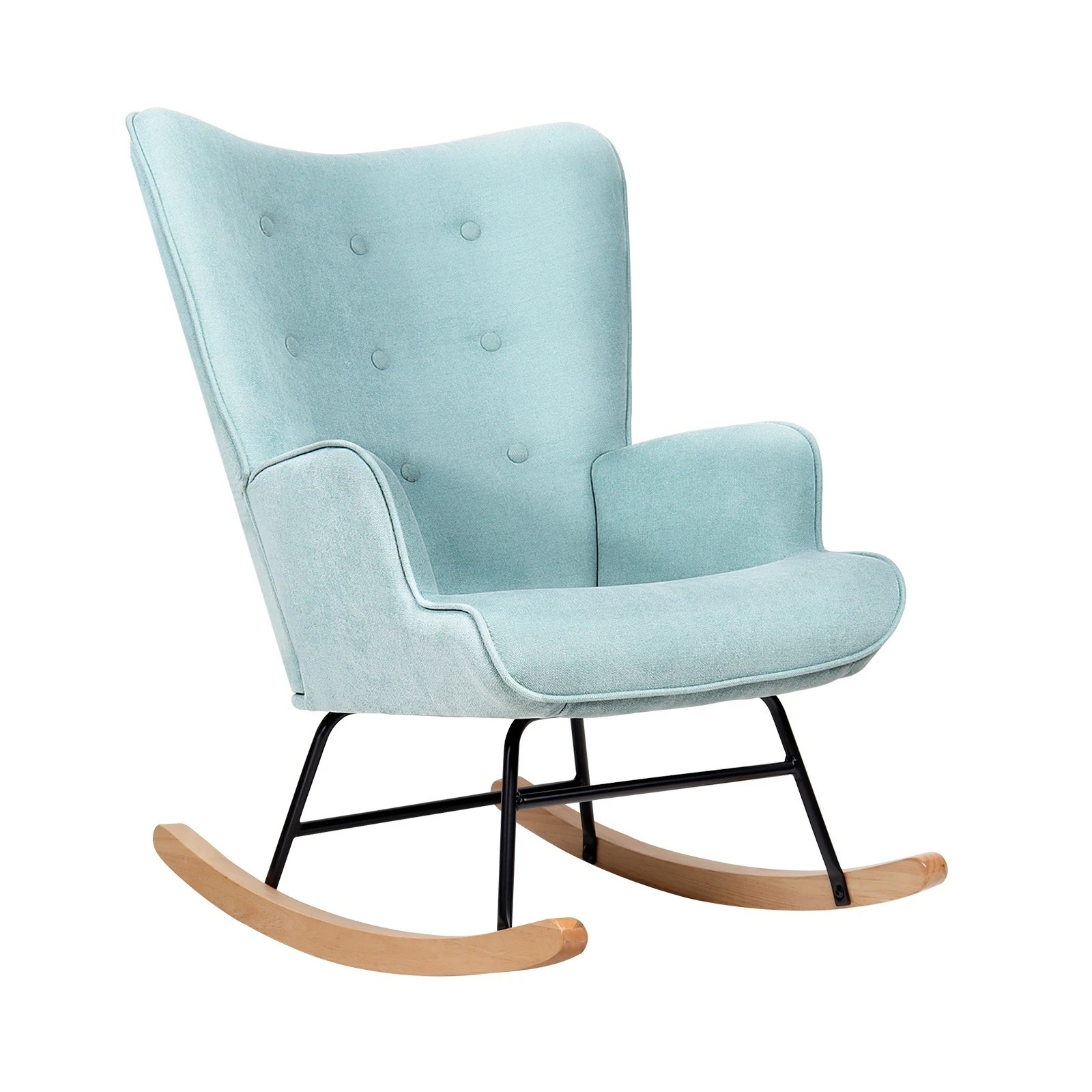 1 Oikiture Rocking Chair Nursing Armchair Linen Accent Chairs Upholstered
 - Blue, 1 of 10