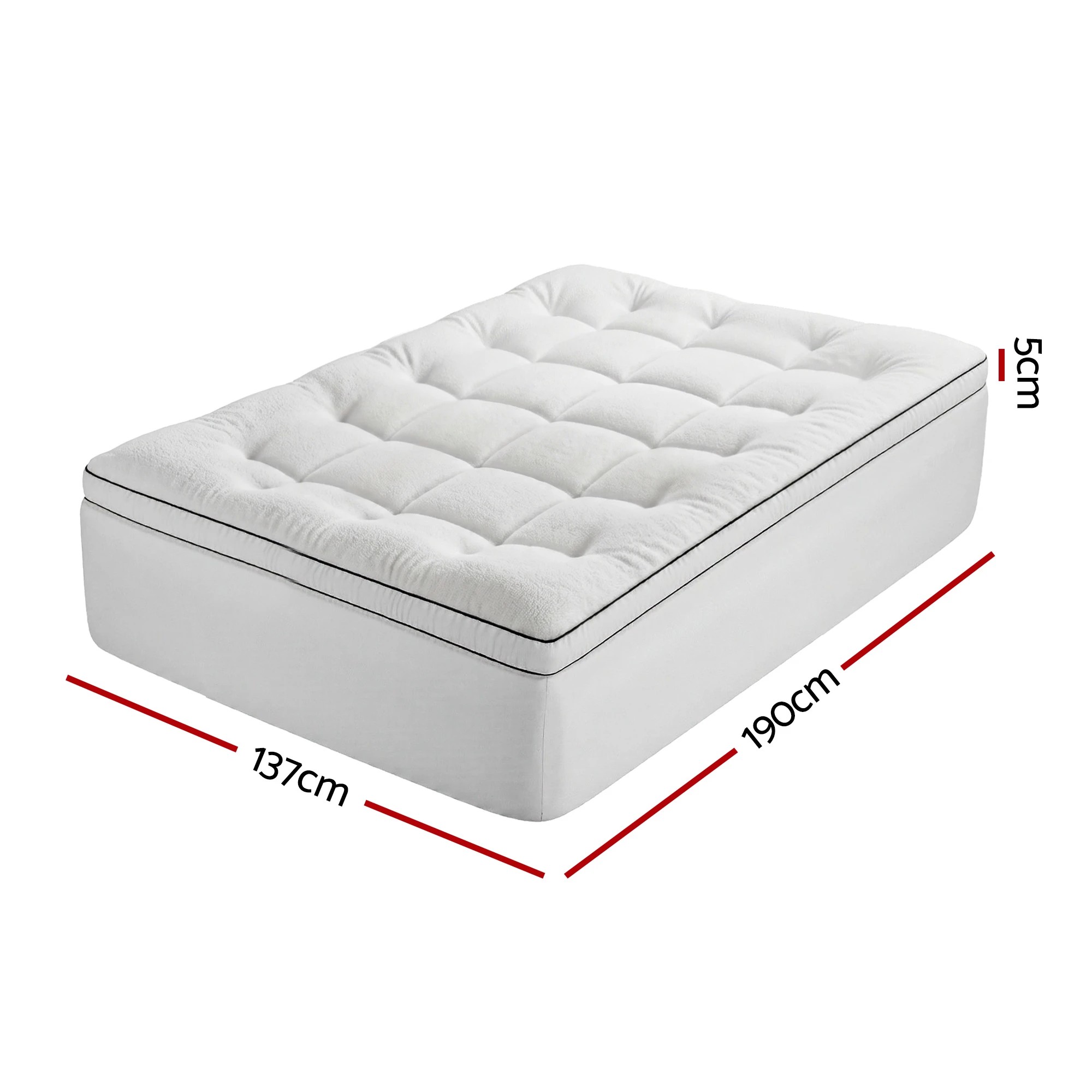 2 Giselle Bedding Double Mattress Topper 5cm Coral Fleece - Double Bed - White, 2 of 9