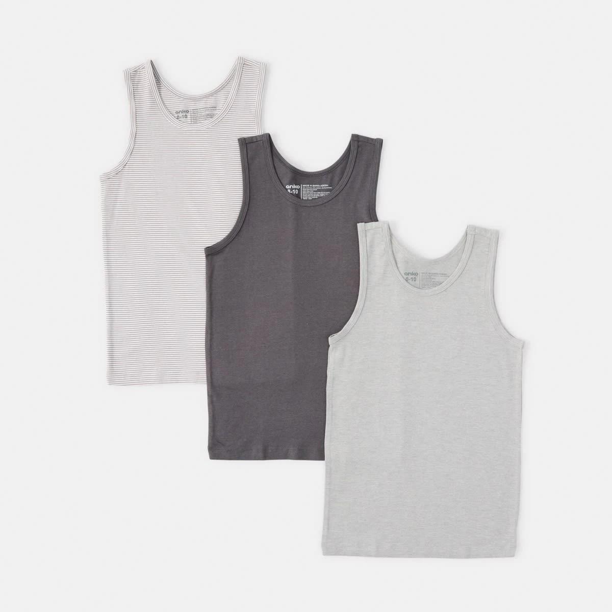 1 3 Pack Super Soft Singlets Gry Multi, 1 of 6