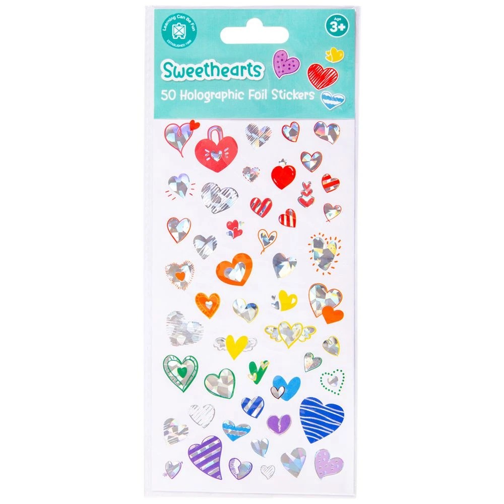 1 Learning Can Be Fun Sweethearts Holographic Stickers, 1 of 3