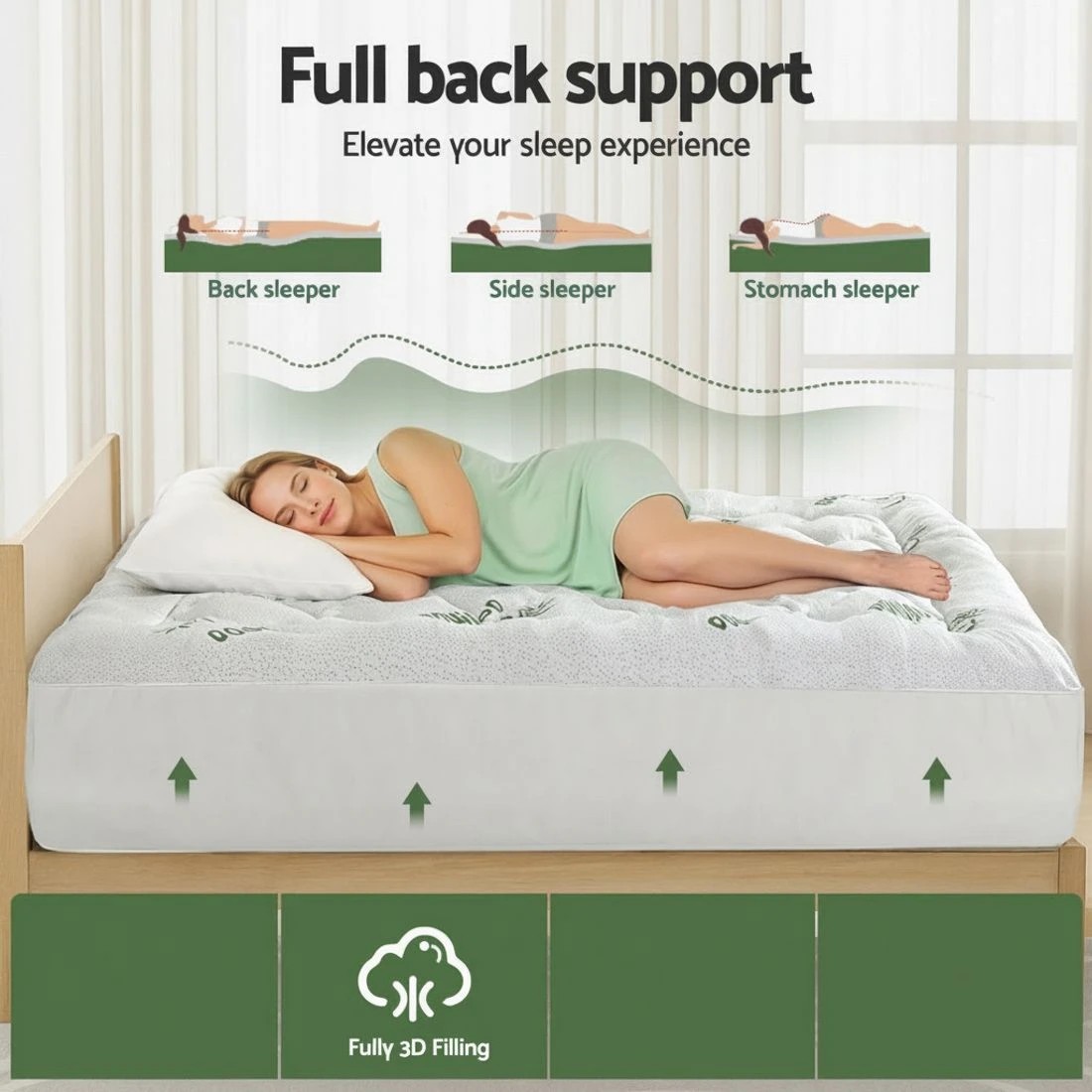 4 Giselle Mattress Topper 5cm Pillowtop toppers Bamboo King - White, 4 of 9