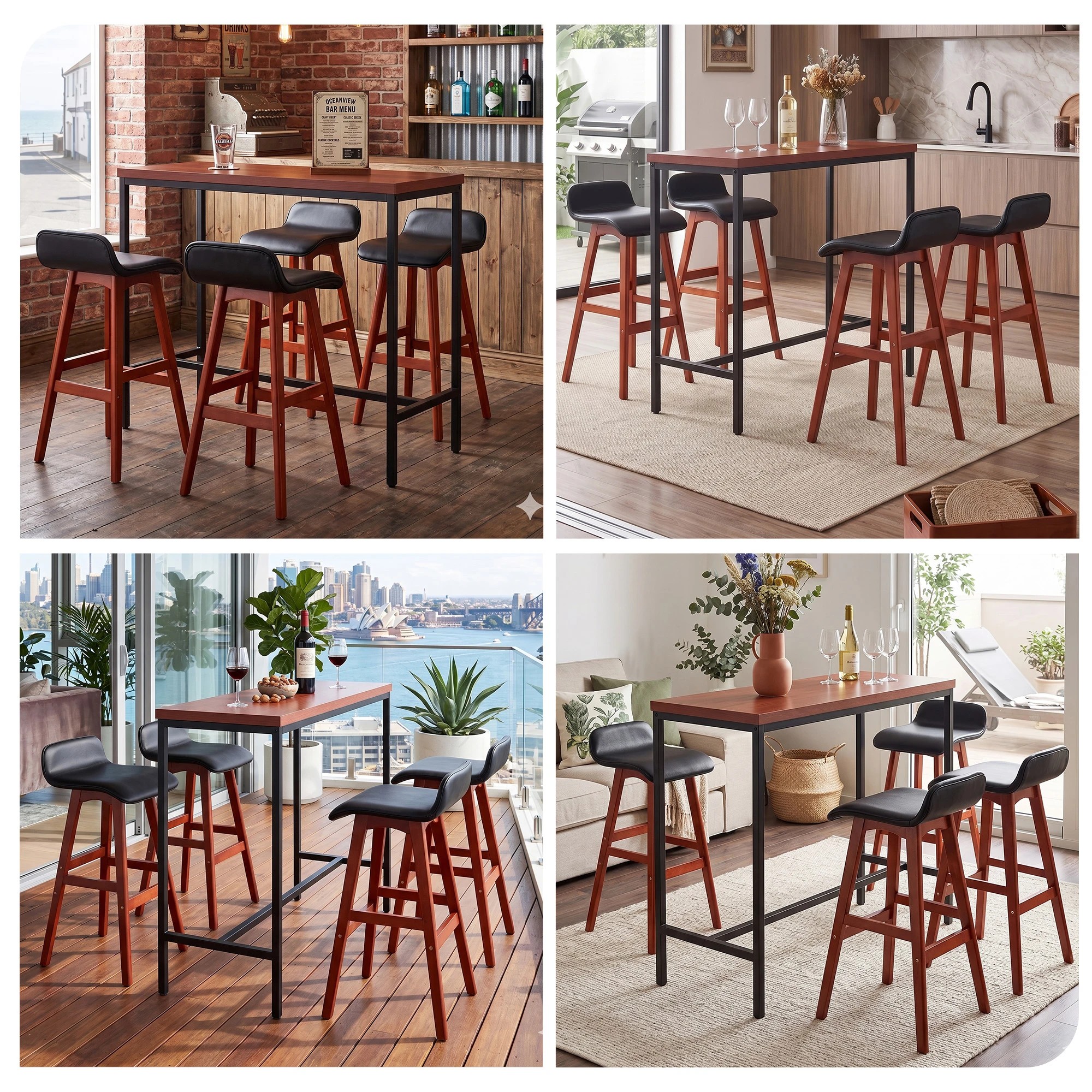 Artiss 5Pcs Bar Table and Stools Set Dining Desk Kitchen Chairs Cafe ...