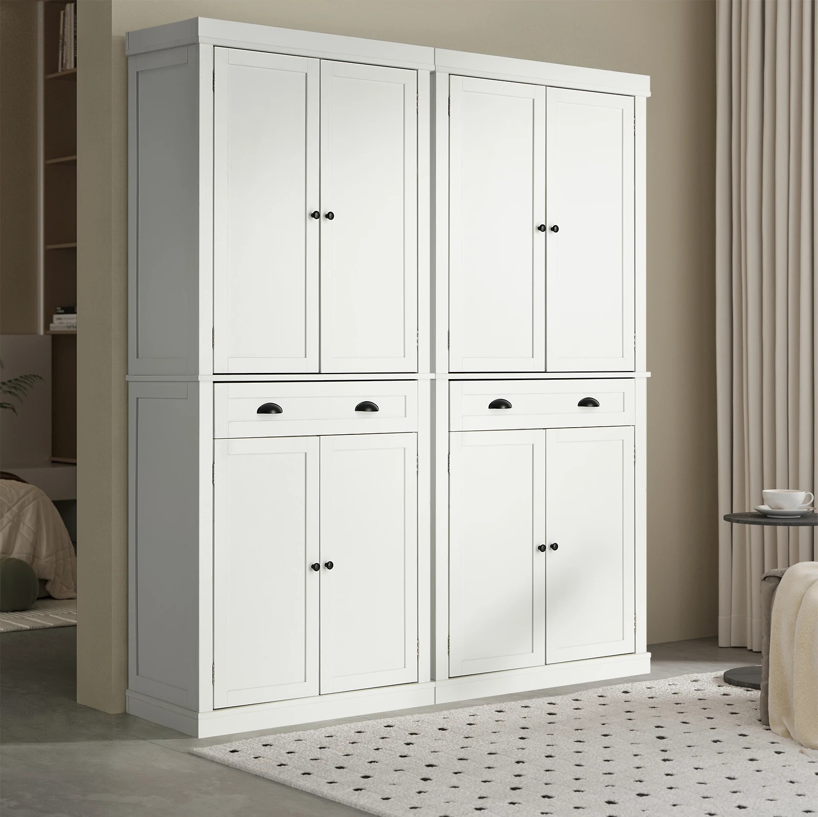 4 Oikiture Buffet Sideboard Storage Cabinet Cupboard 6-Tier Shelf - White, 4 of 9