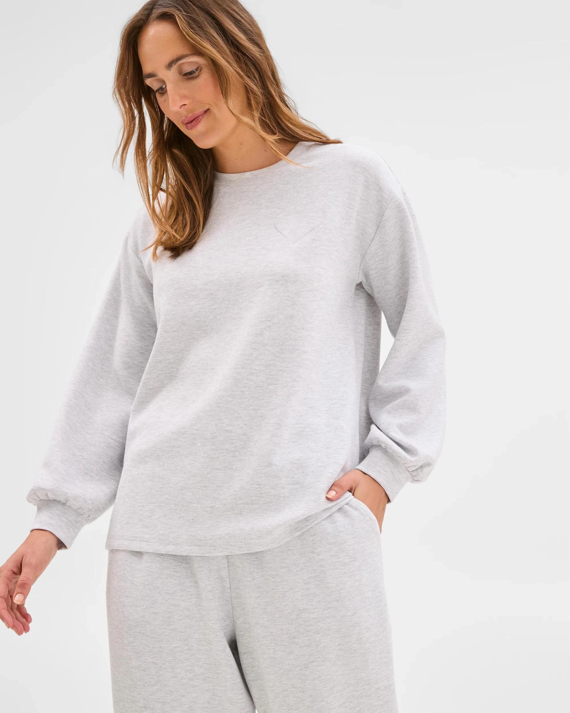 5 Target Woman Long Sleeve Crew Sleep Sweatshirt GREY MARLE, 5 of 6