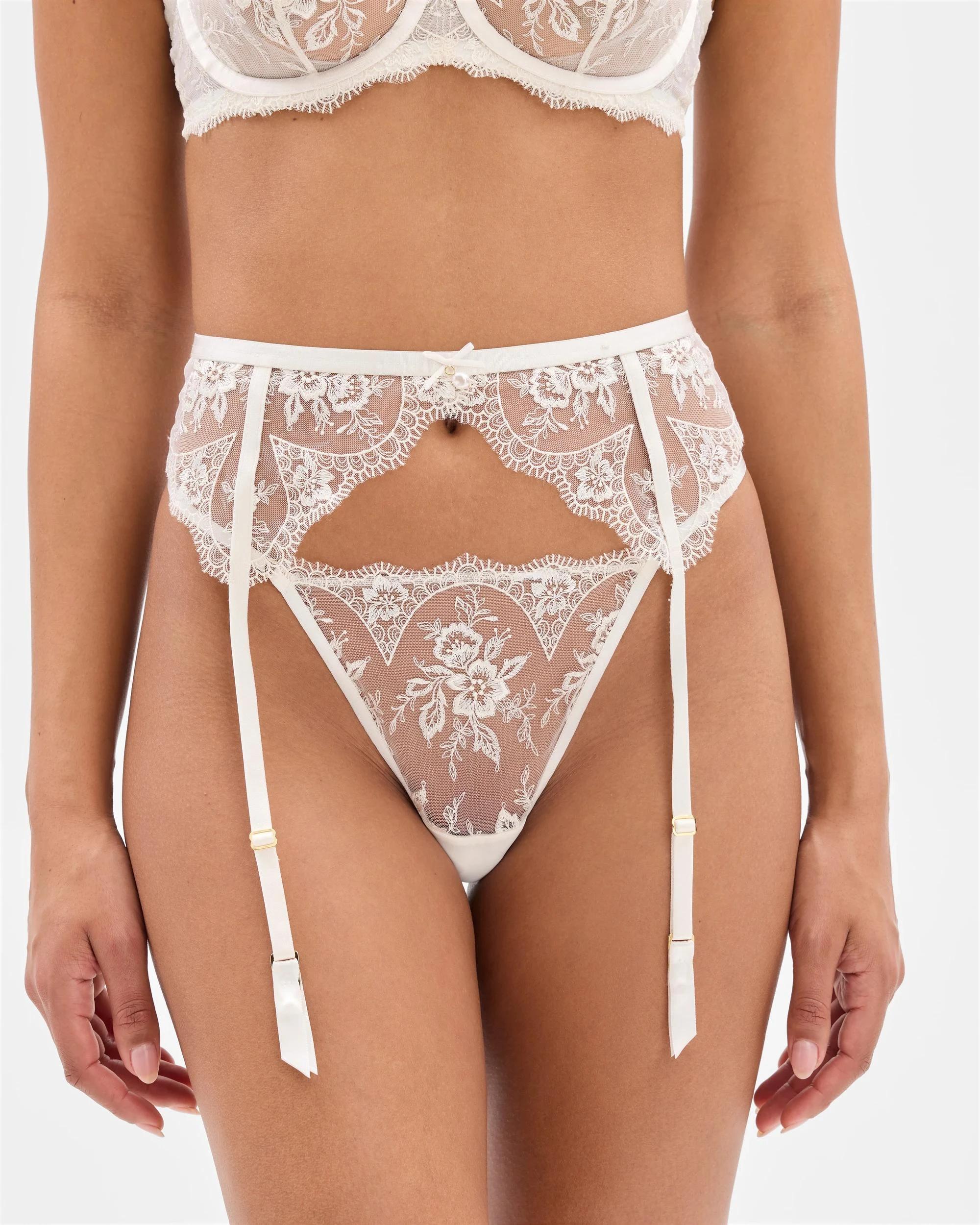 1 Target Woman Womens Dove Embroidered Lace Suspender GARDENIA, 1 of 4