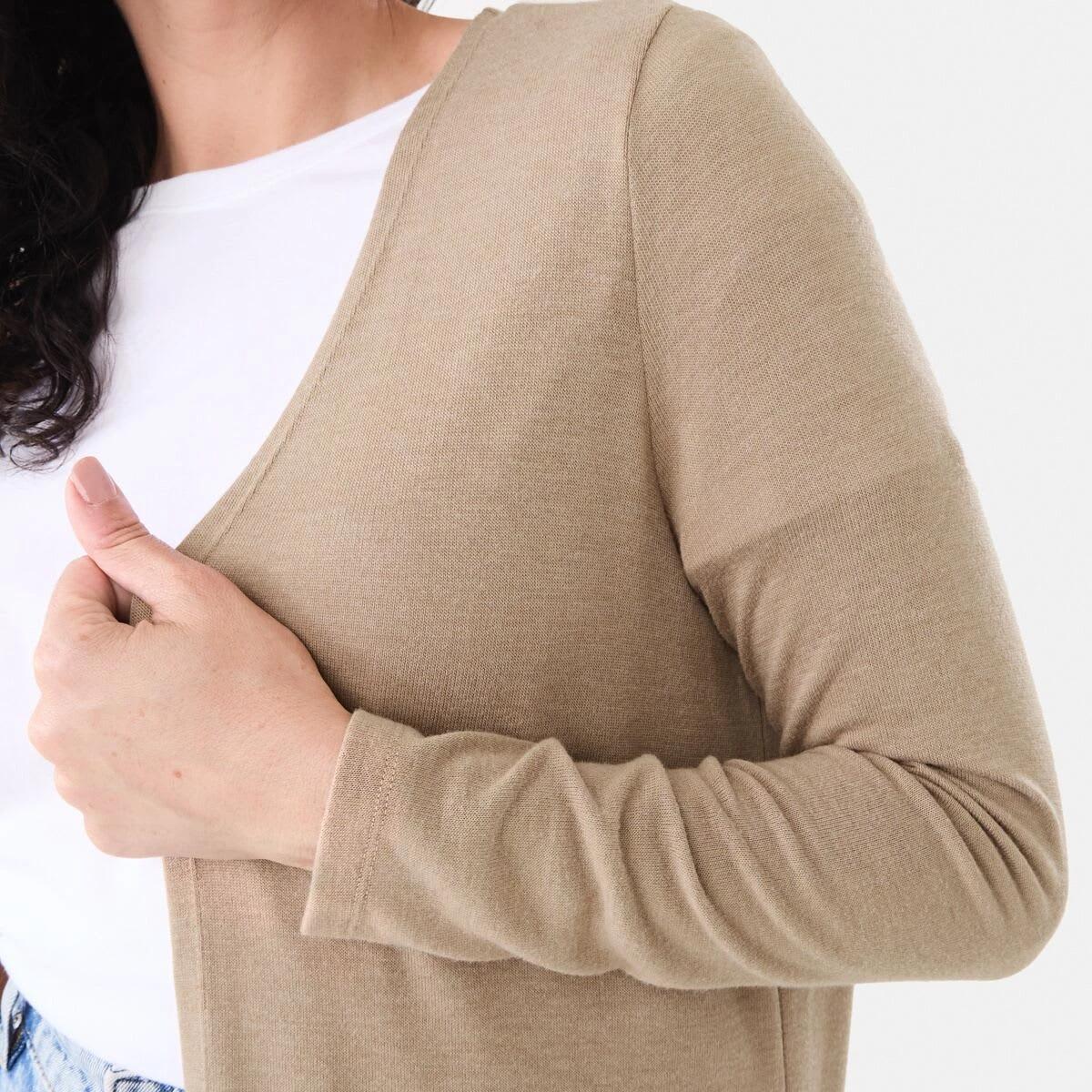 5 Long Sleeve Cardigan Sand Mrl, 5 of 5