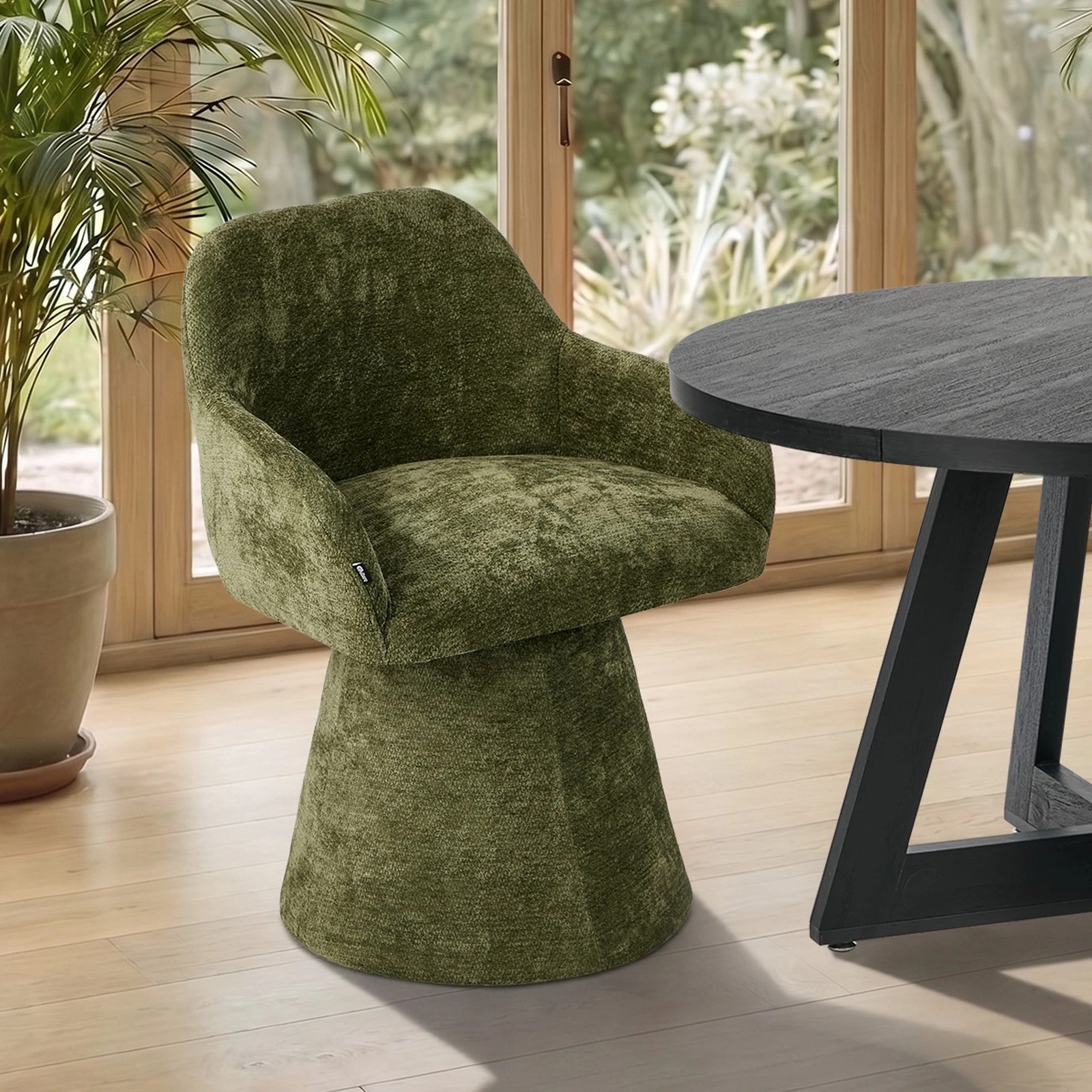 4 Oikiture 4x Dining Chair Swivel Armchair Lounge Accent Chairs Chenille - Green, 4 of 10