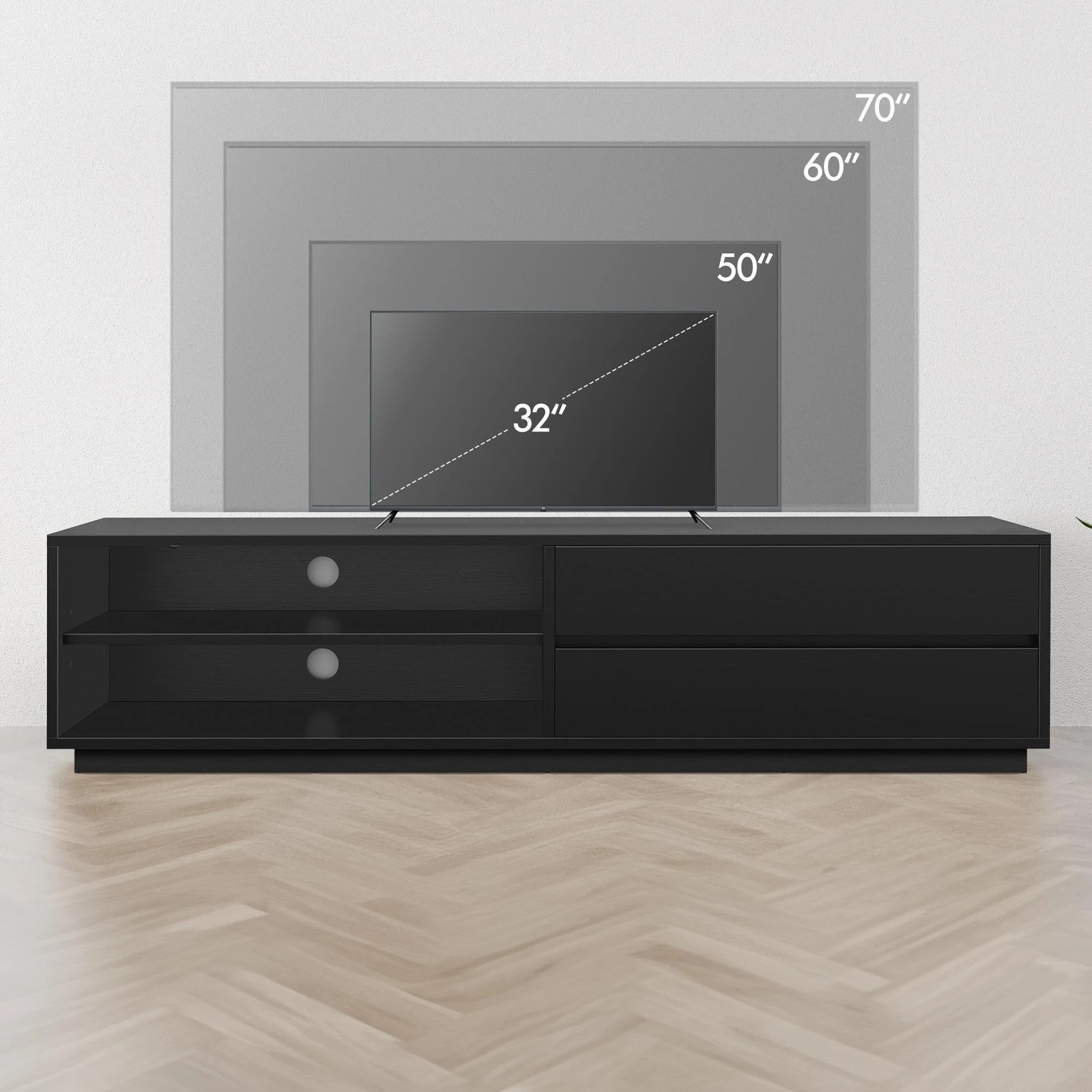 9 Alfordson Entertainment Unit TV Cabinet Stand Storage Drawer 180cm - Black, 9 of 10