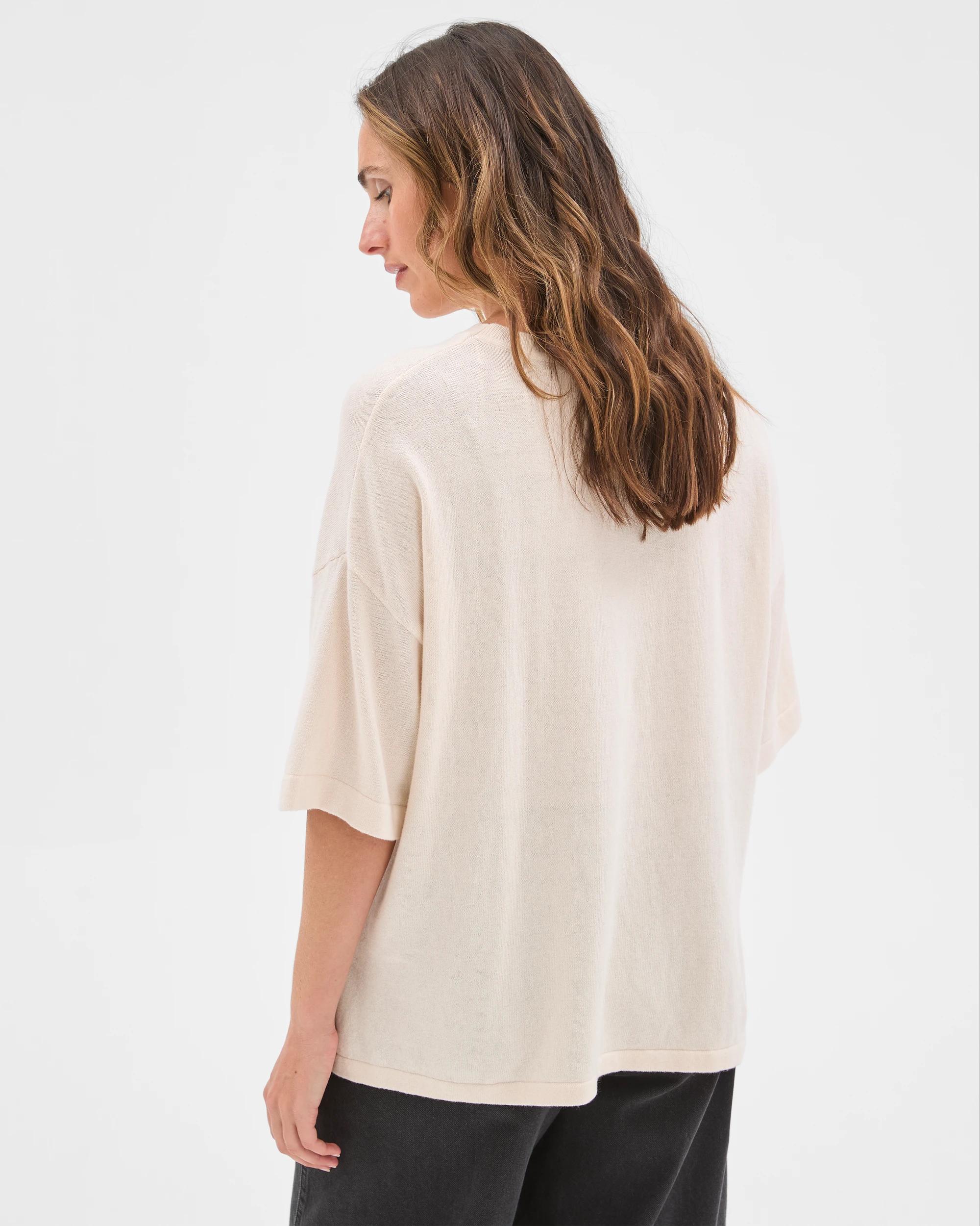 6 Target Woman Cotton Cashmere Crew Neck Knit T-Shirt PEARL, 6 of 6