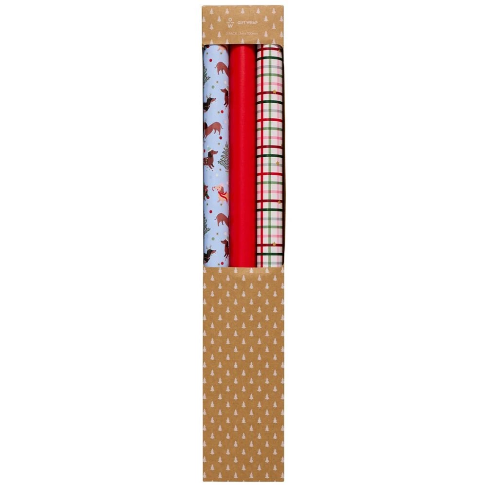 1 Officeworks Christmas Wrapping Paper Roll 3Pk Festive Friends, 1 of 4