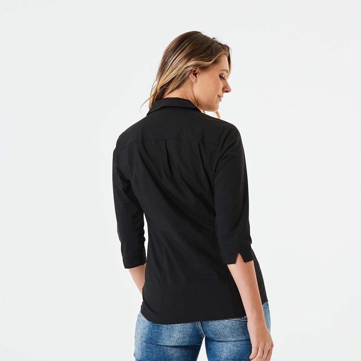 3 3/4 Sleeve Work Shirt Black, 3 of 4