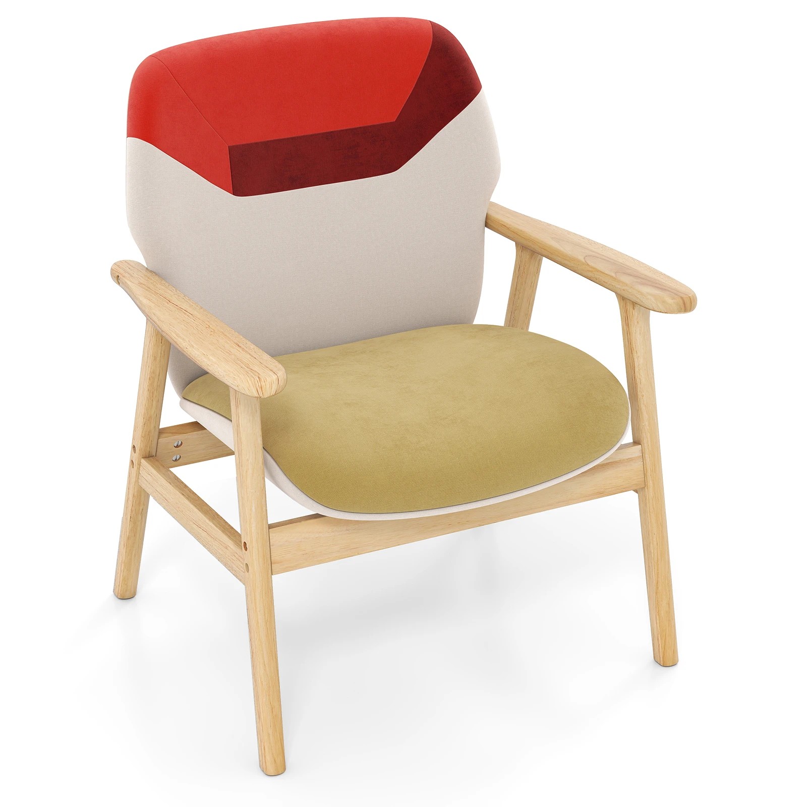 1 Costway Modern Accent Chair Upholstered Side Armchair Wood Frame w/Sponge Padded Seat Cushion, 1 of 4