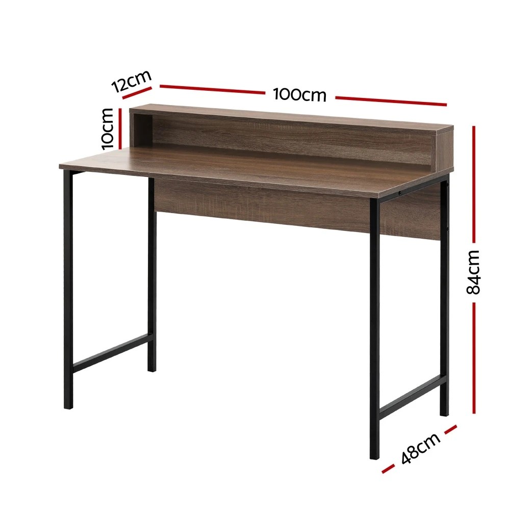 2 Artiss Computer Desk Shelf Oak - Black, 2 of 6