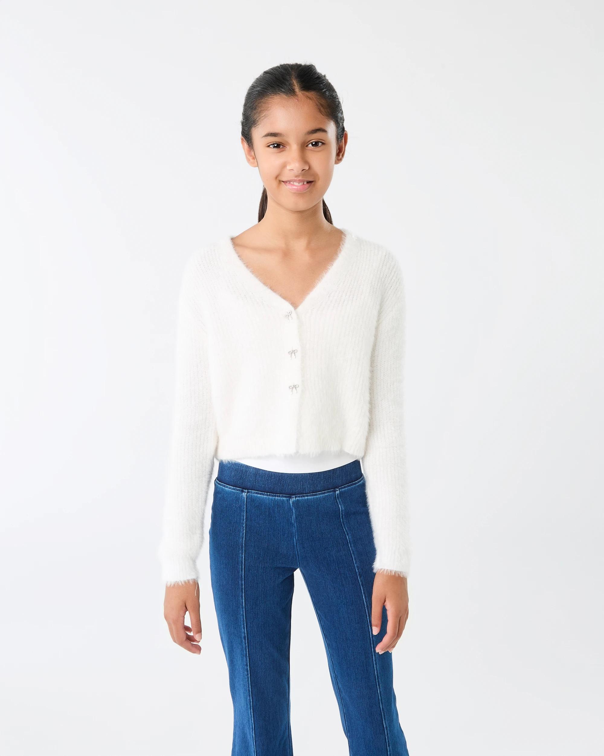 1 Eyelash Knit Cardigan White, 1 of 4