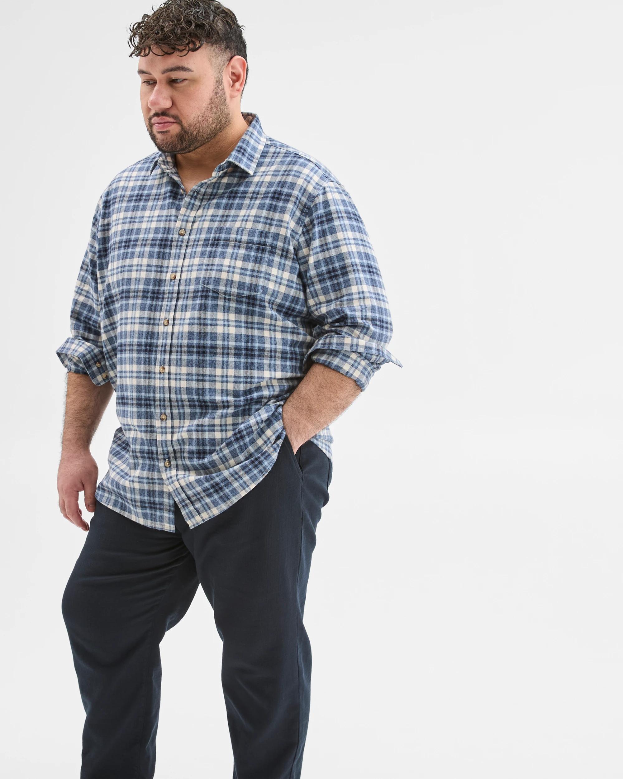 2 Target Man Plus Plus Size Australian Cotton Long Sleeve Flannelette Shirt BLUE, 2 of 6