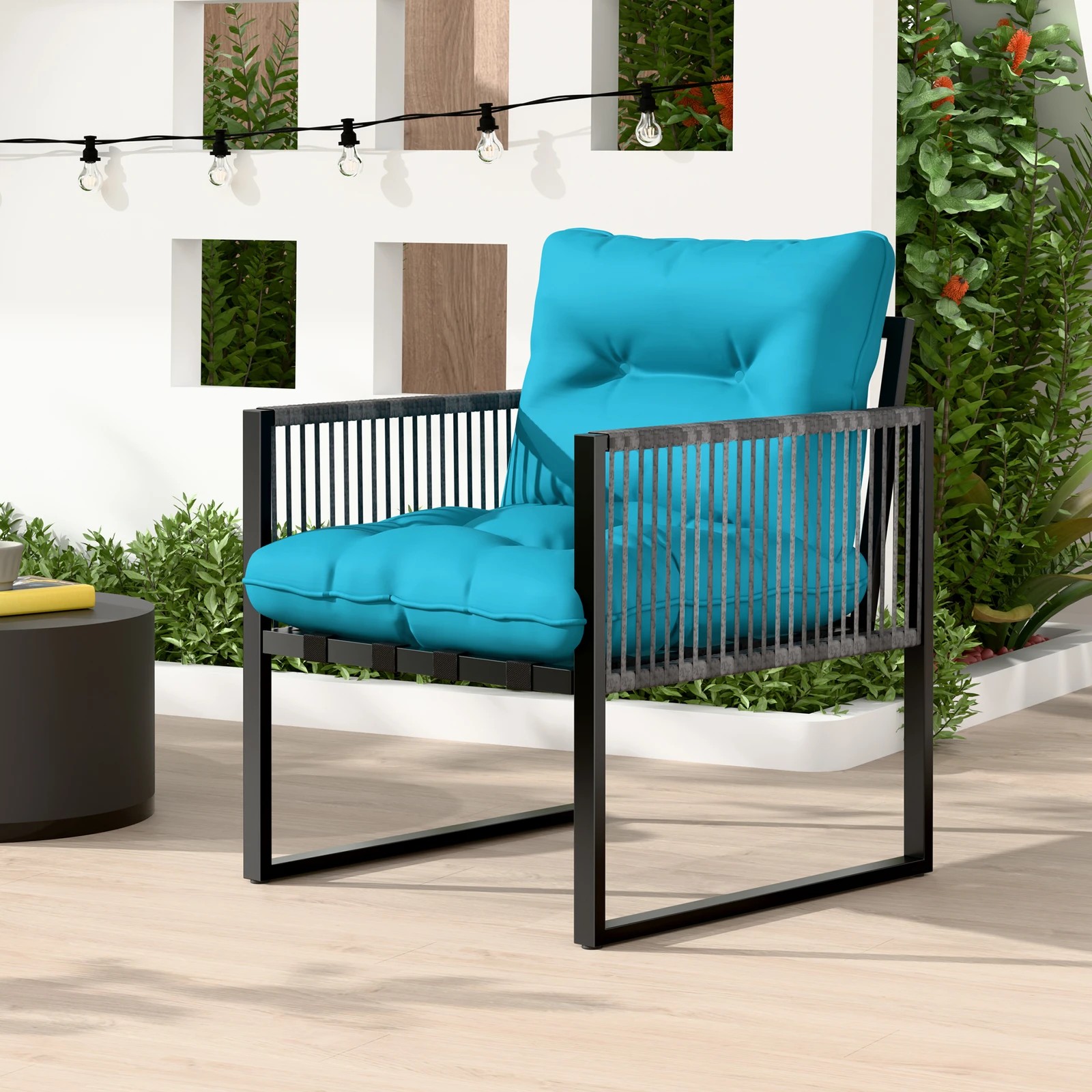 4 Alfordson Outdoor Furniture 2x Lounge Chairs Patio Garden Armchair Rattan Chair - Blue, 4 of 10