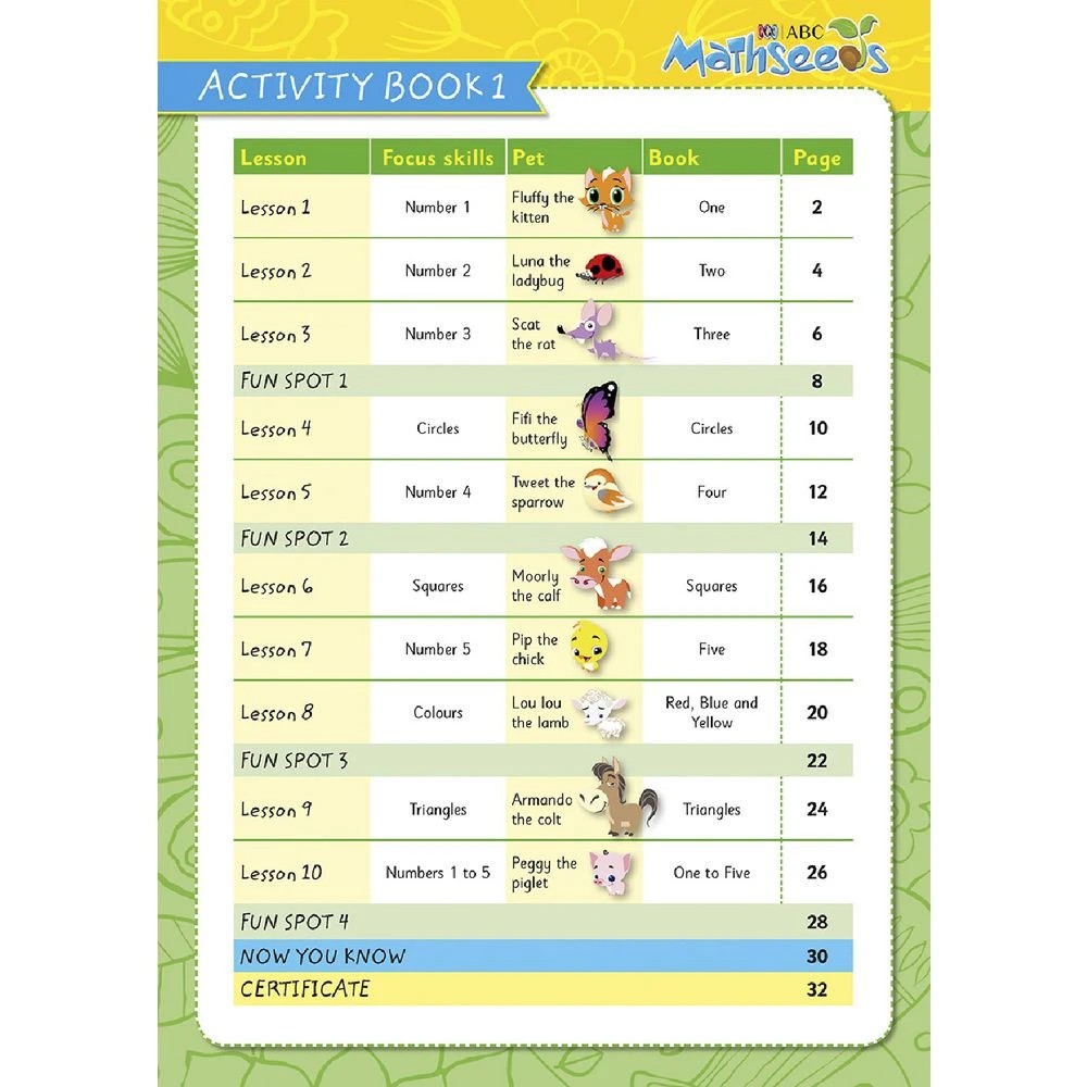 2 ABC Mathseeds Starting Out Activity Book 1, 2 of 4
