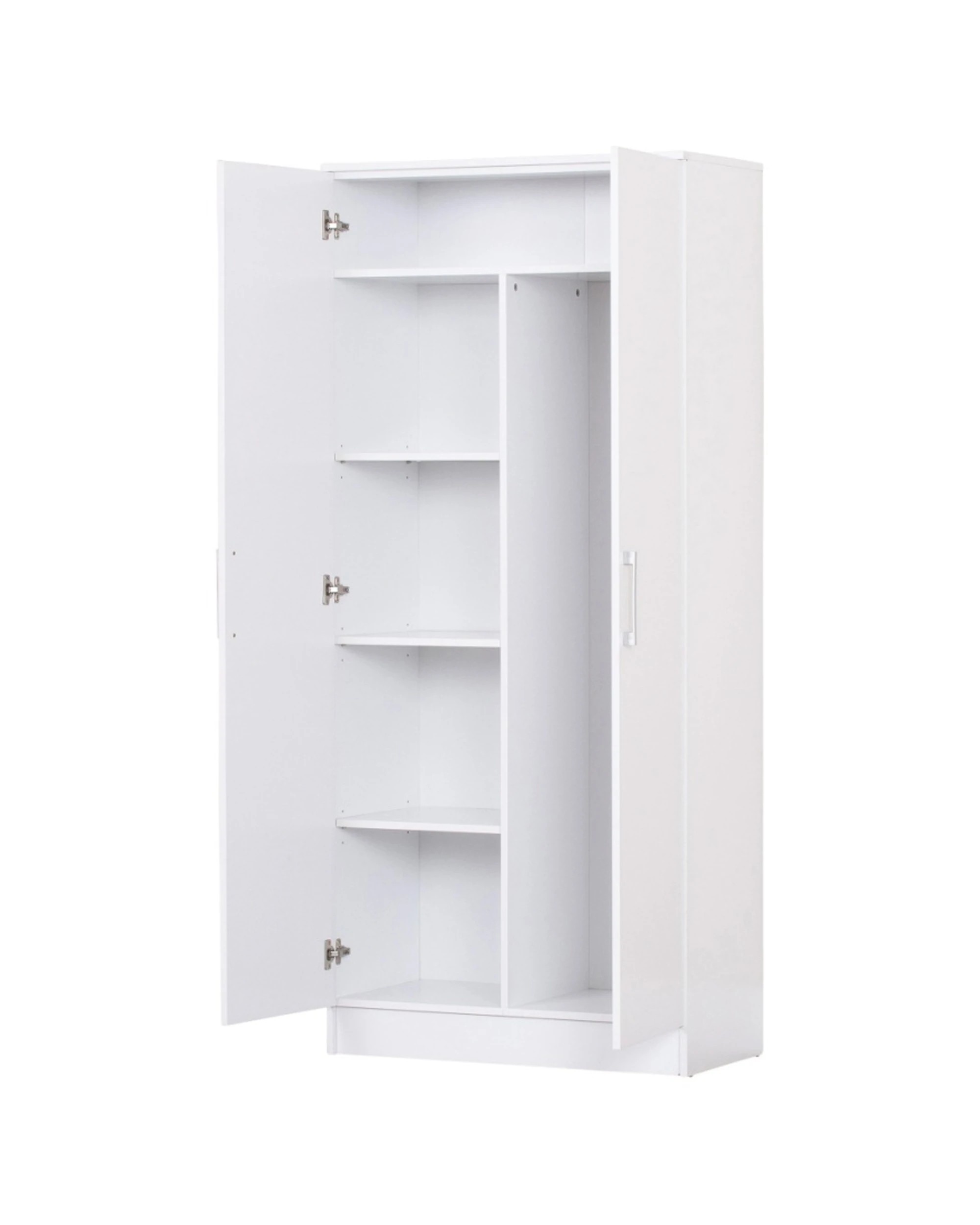 2 Alpine Bay Multipurpose Broom Cupboard 2 Door Storage Shelves Unit - White, 2 of 7