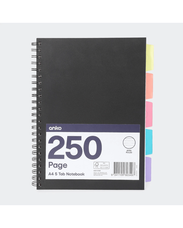 250 Page A4 5 Tab Notebook - B