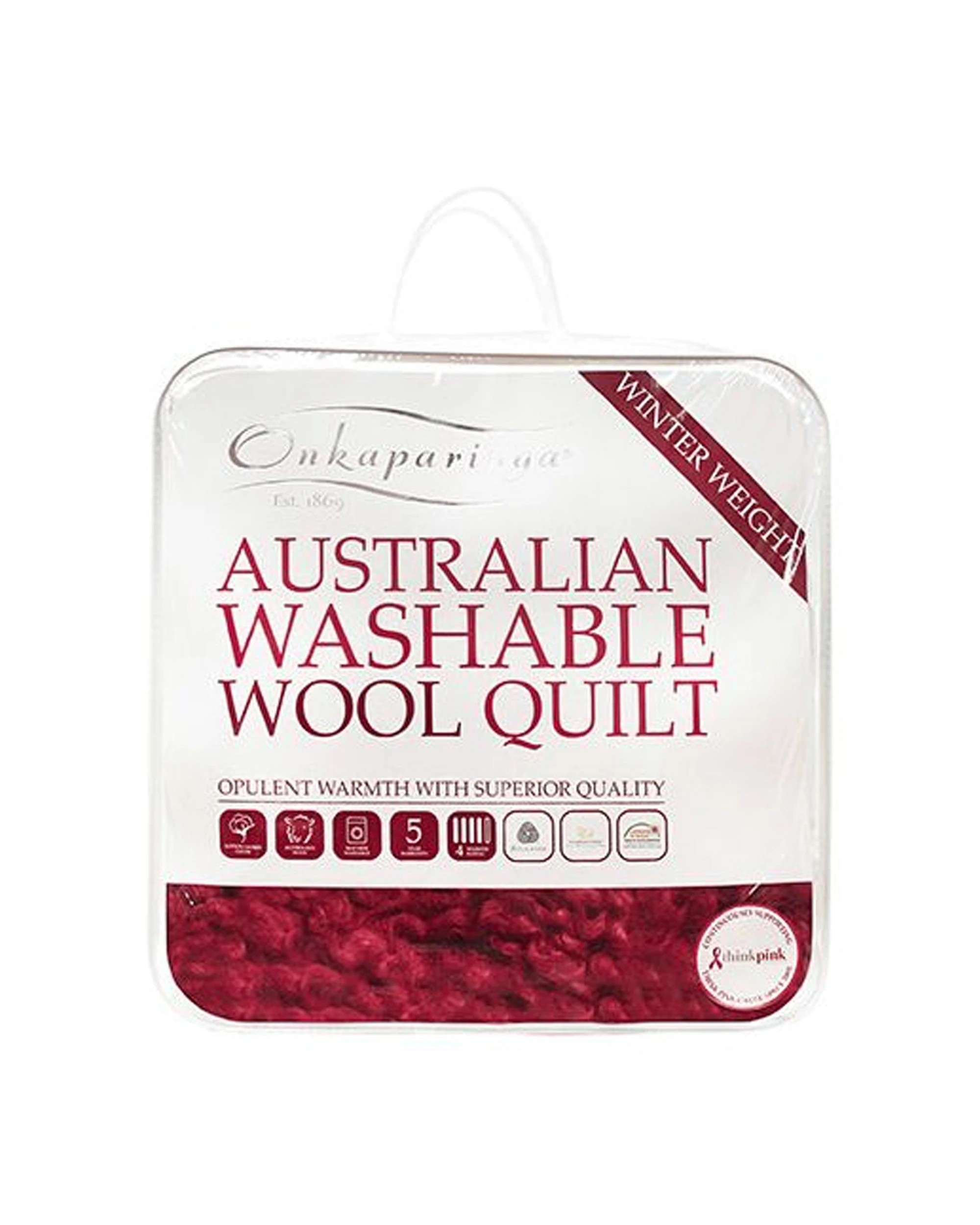 2 Onkaparinga Double Bed Wool Quilt Washable Winter Weight Cotton Cover 180x210cm
 - Double Bed
 - White, 2 of 3