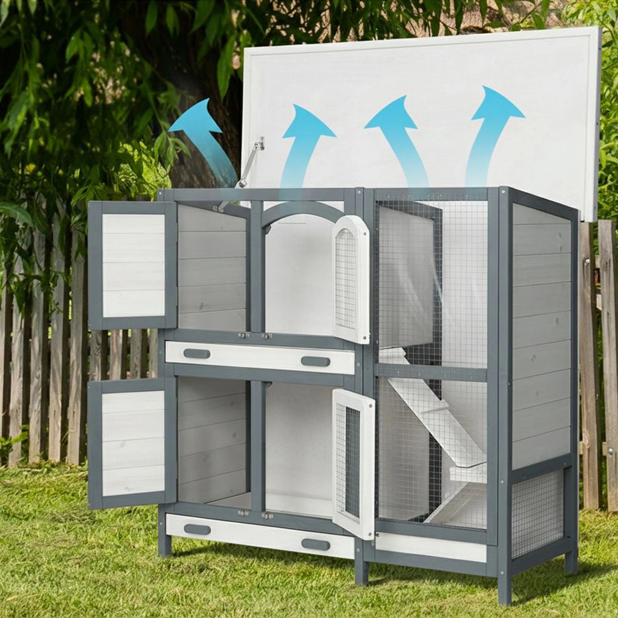 5 i.Pet Rabbit Hutch Chicken Coop Large Wooden House Run Cage - Multi, 5 of 6
