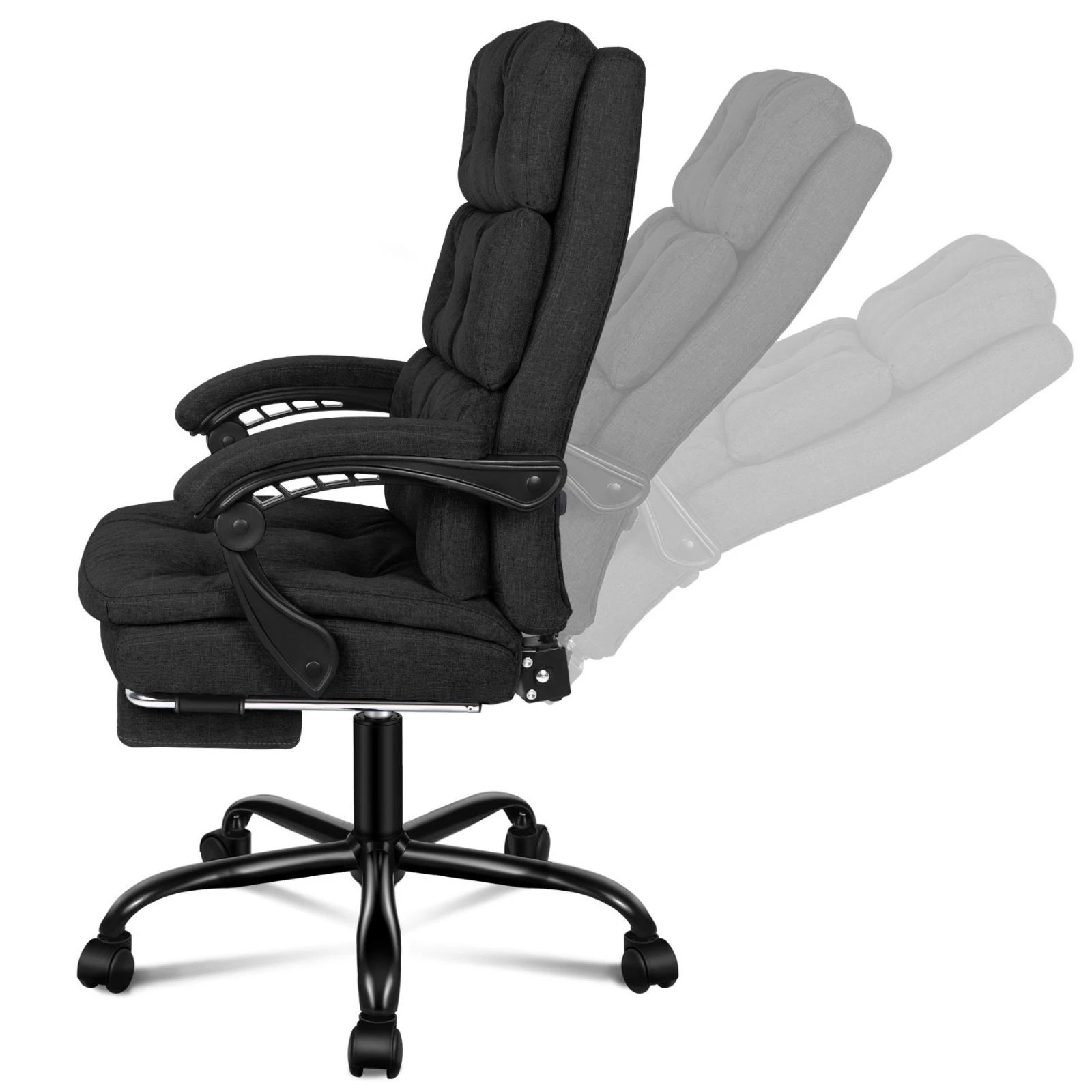 4 Alfordson Office Chair Executive Computer Fabric Seat Recliner Gaming - Black, 4 of 10