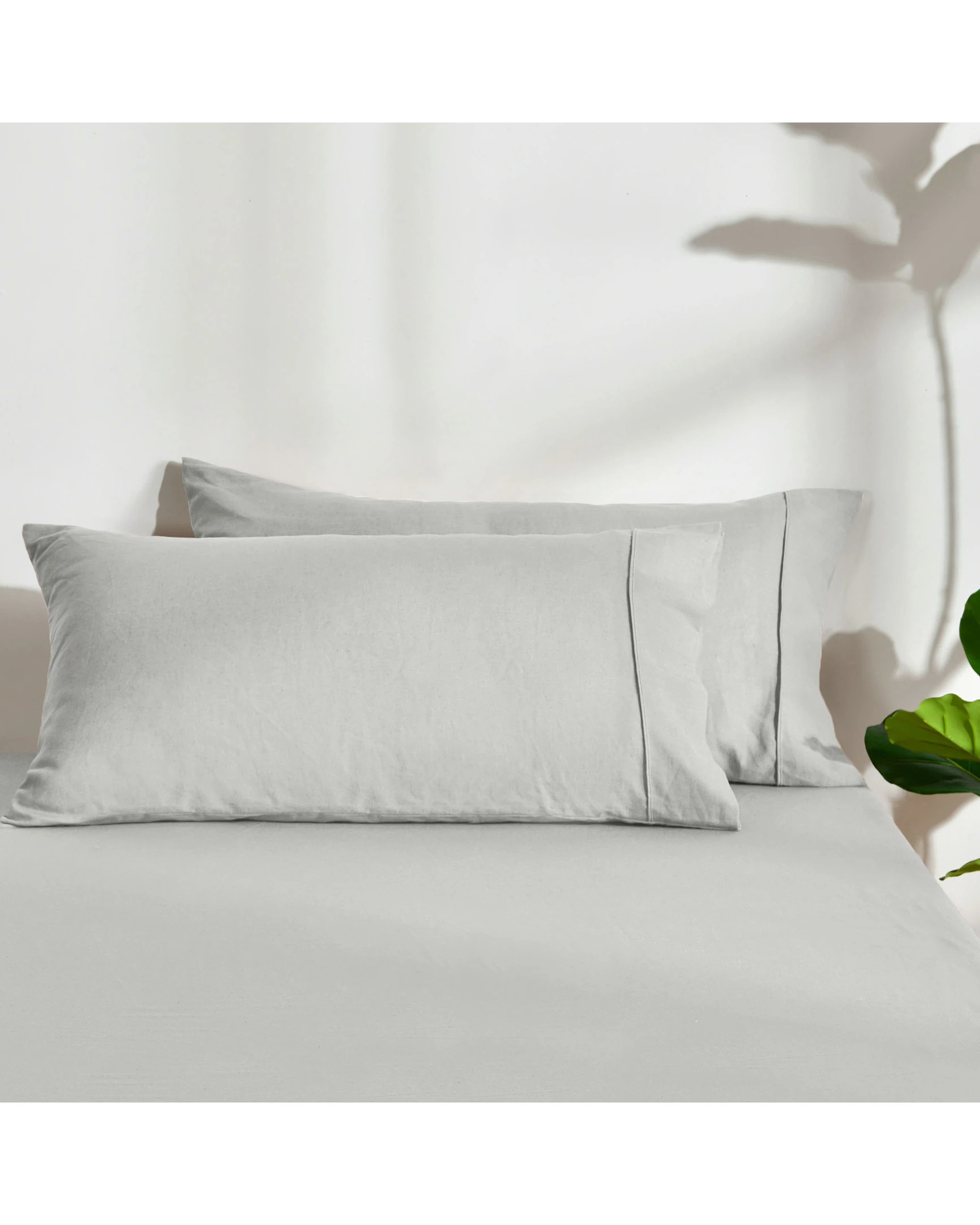 1 Dreamaker Linen Cotton King Pillowcase Twin Pack - Dove Grey, 1 of 5