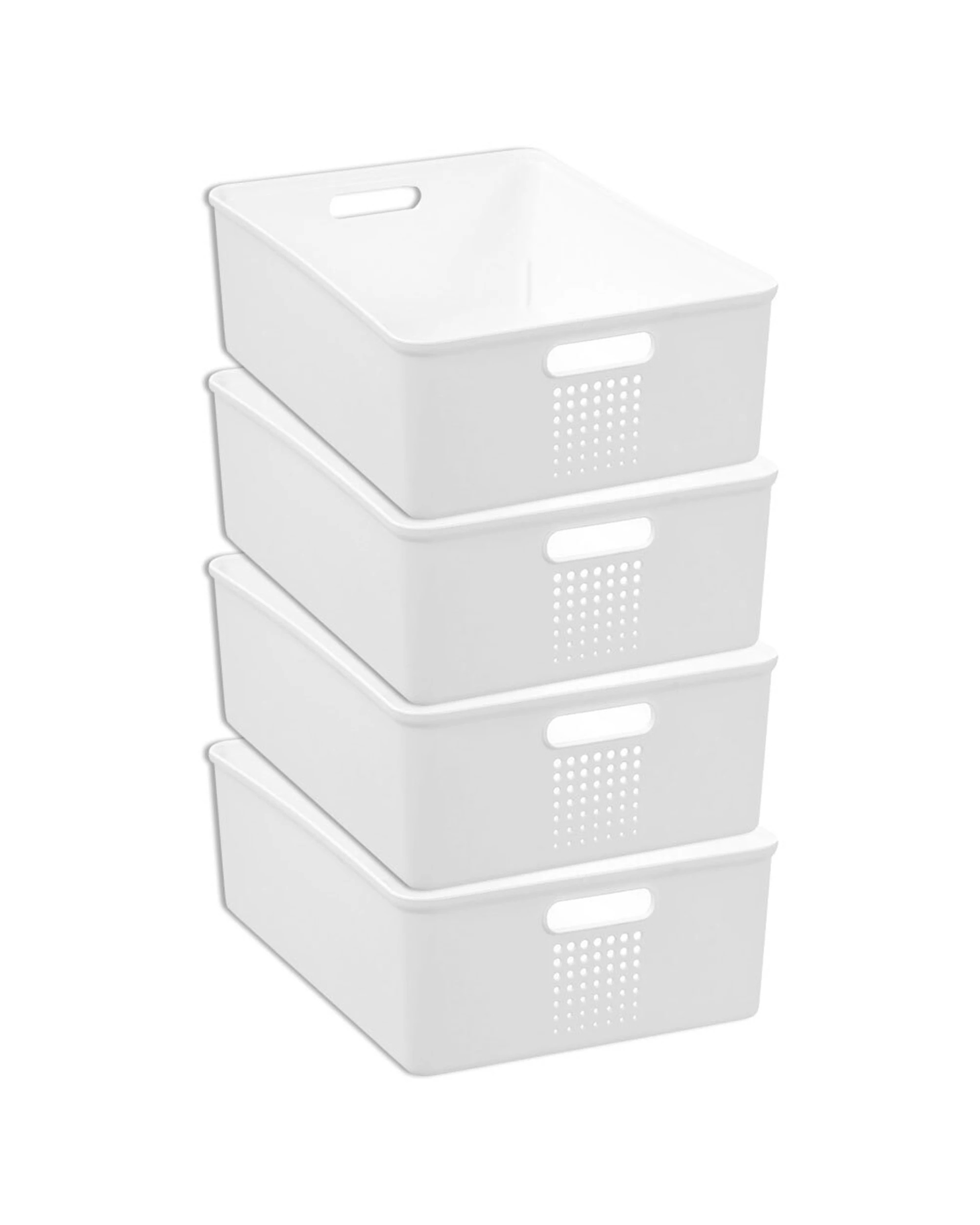 1 Boxsweden 4pc Levi Storage Basket With Handles 36x26cm 10L - White, 1 of 3