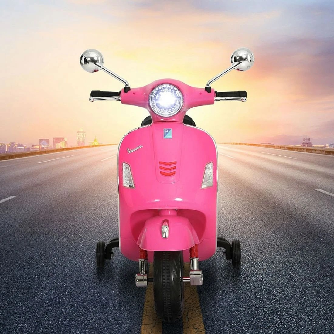 4 Kids Electric Ride On Car Motorcycle Motorbike Vespa Licensed GTS - Pink, 4 of 6