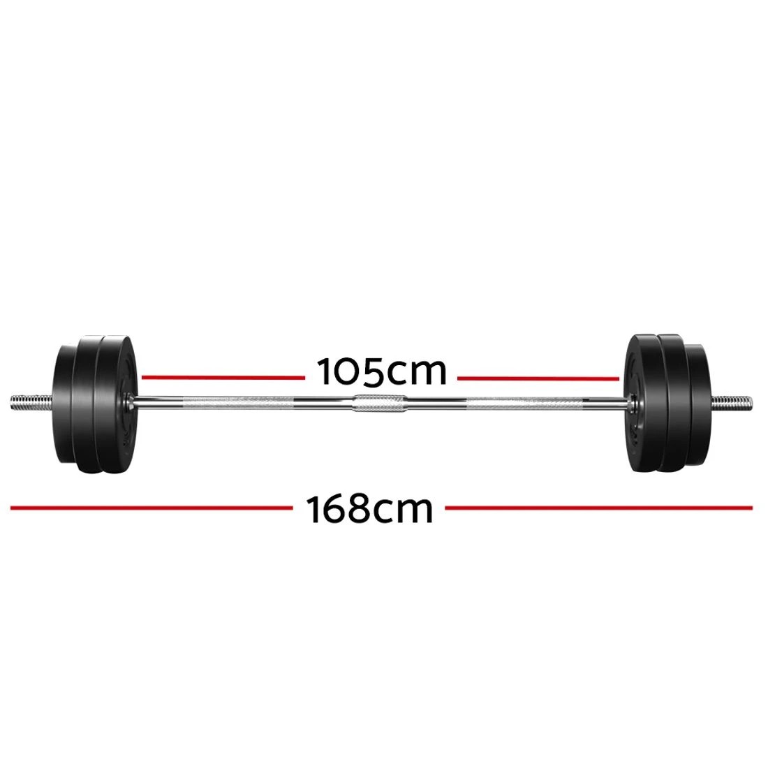 2 Everfit 58kg Barbell Set Weight Plates Bar Lifting Bench 168cm - Multi, 2 of 6