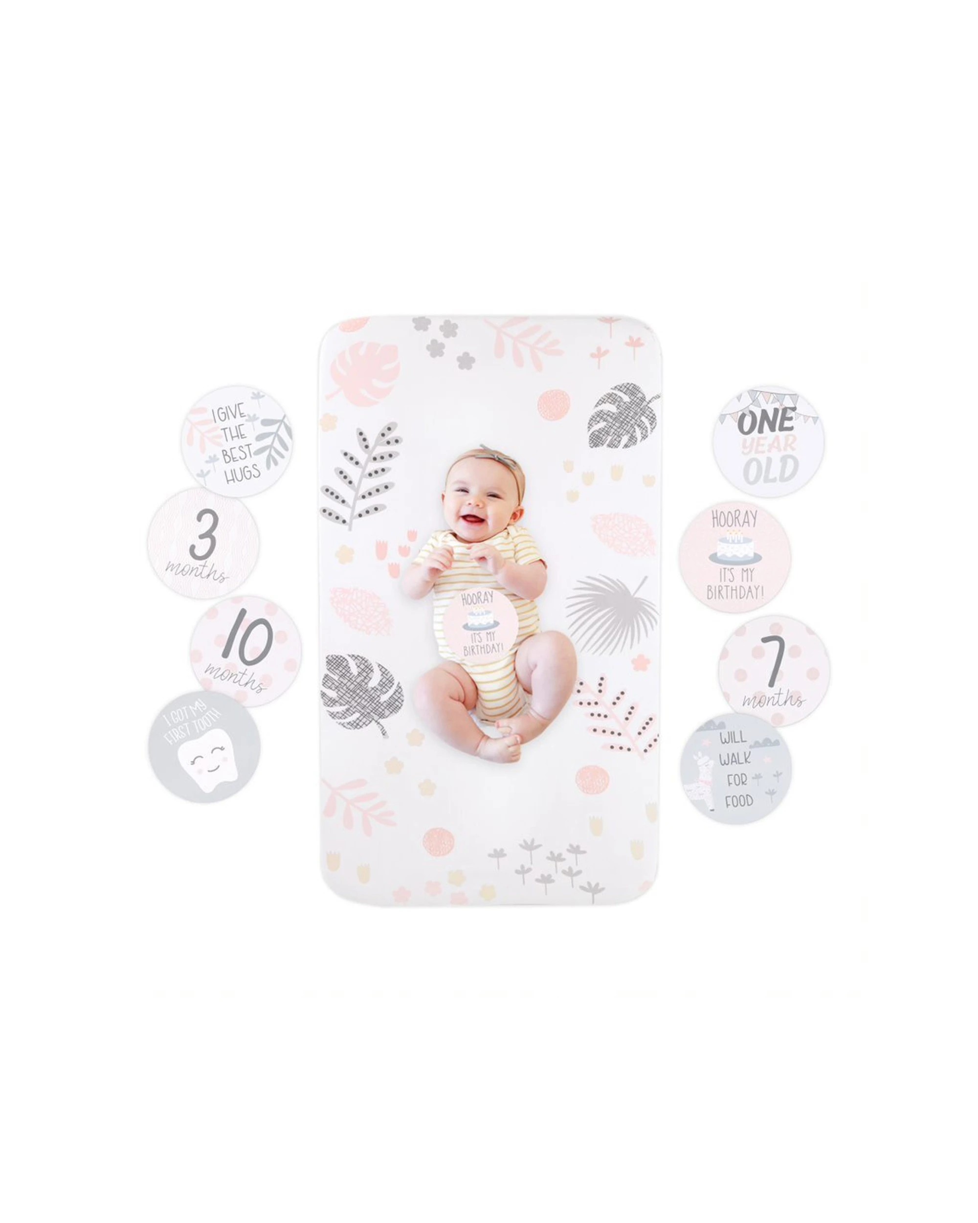 2 Little Haven Baby Photo Op Sheet And 12-Milestone Cards Botanical Cotton - Multi, 2 of 2