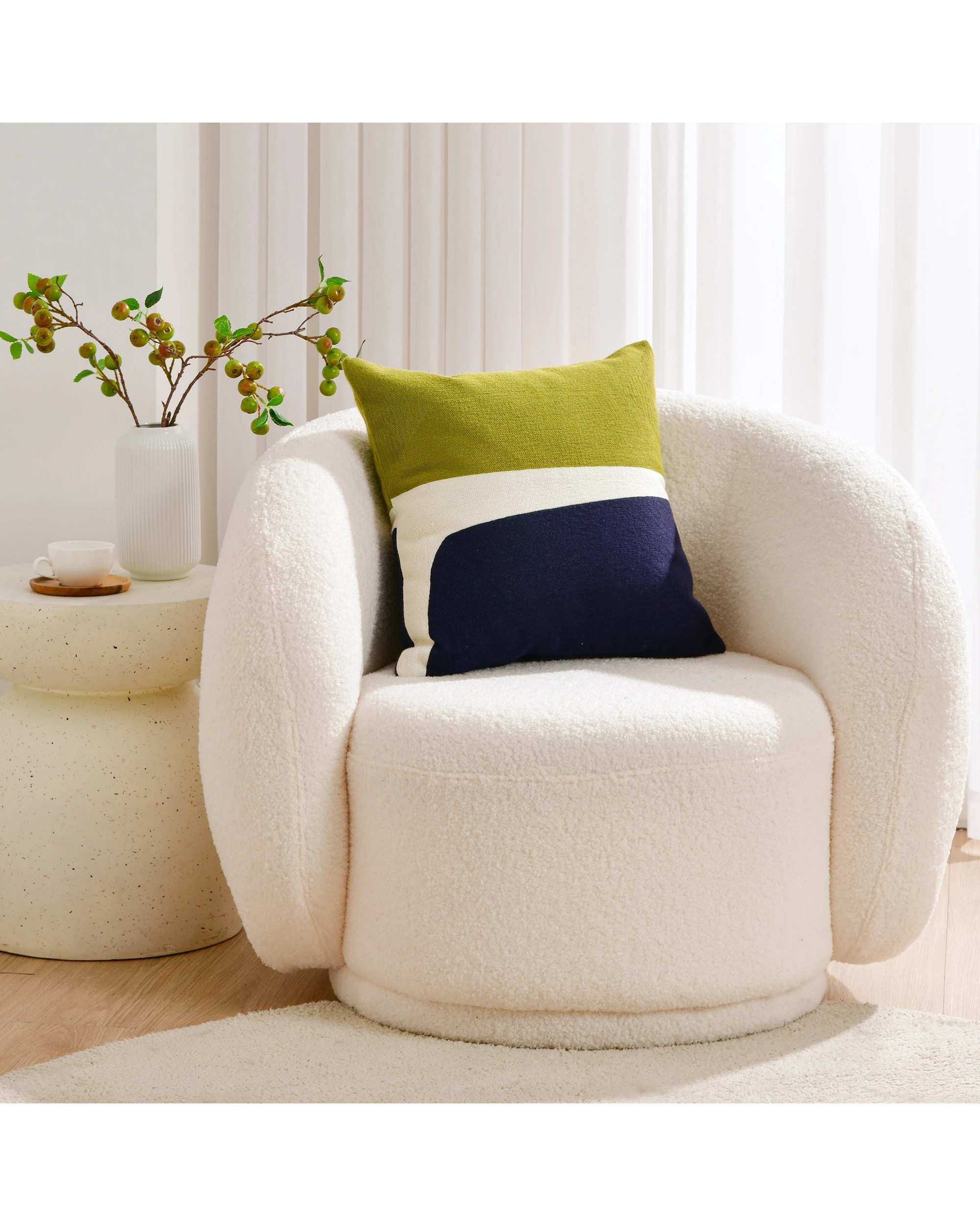 2 Cadence & Co. Lawrence Crewel Embroidered Cushion 45x45cm - Olive and Navy, 2 of 5