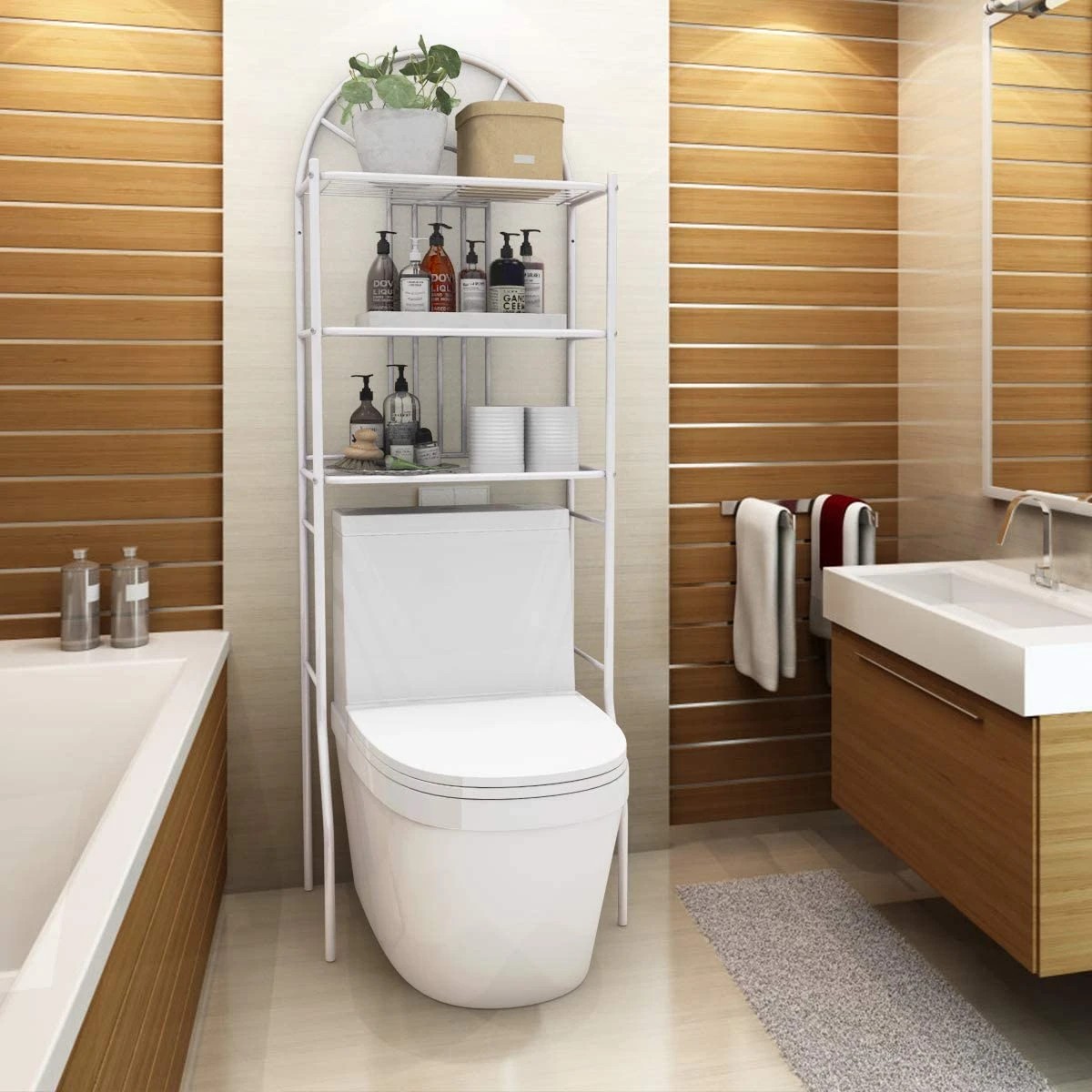 3 Costway 3-Tier Over The Toilet Storage Rack Bathroom Organizer Space Saver, 3 of 5