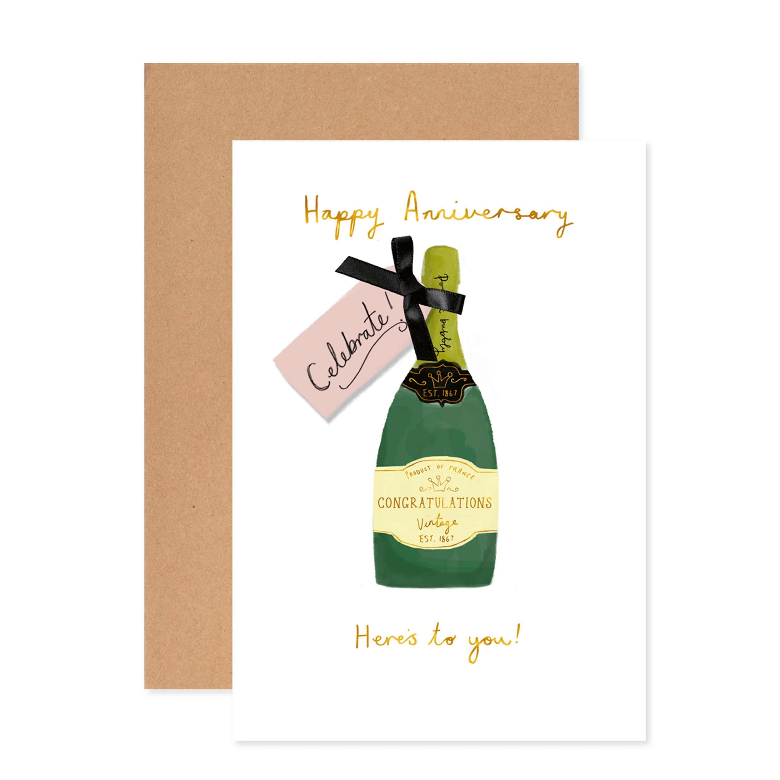 1 Hallmark Anniversary Card - Champagne, 1 of 3