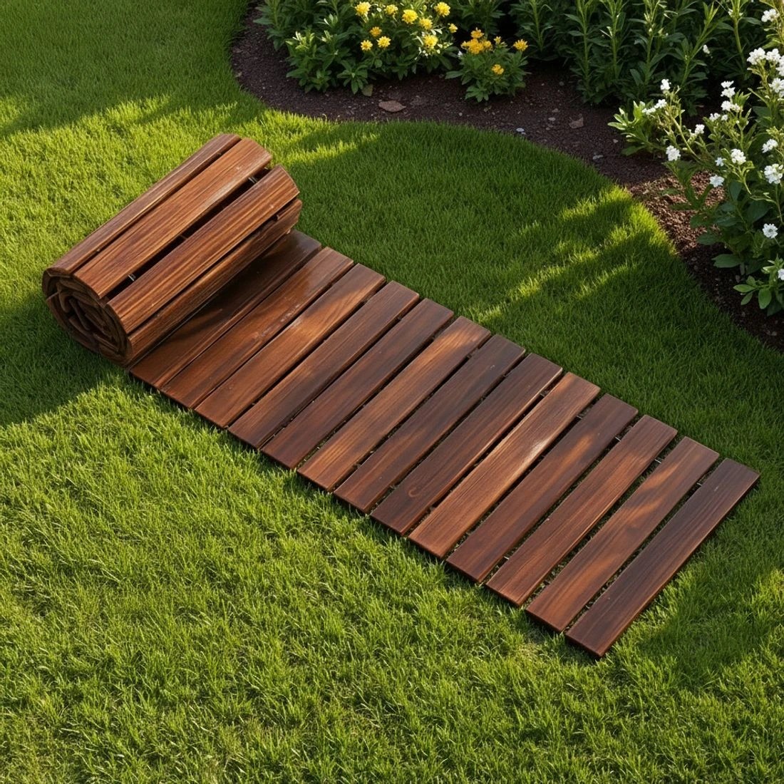 5 Gardeon 8FT Wooden Garden Pathway Roll-Out Straight Walkway Outdoor Backyard - Brown, 5 of 6