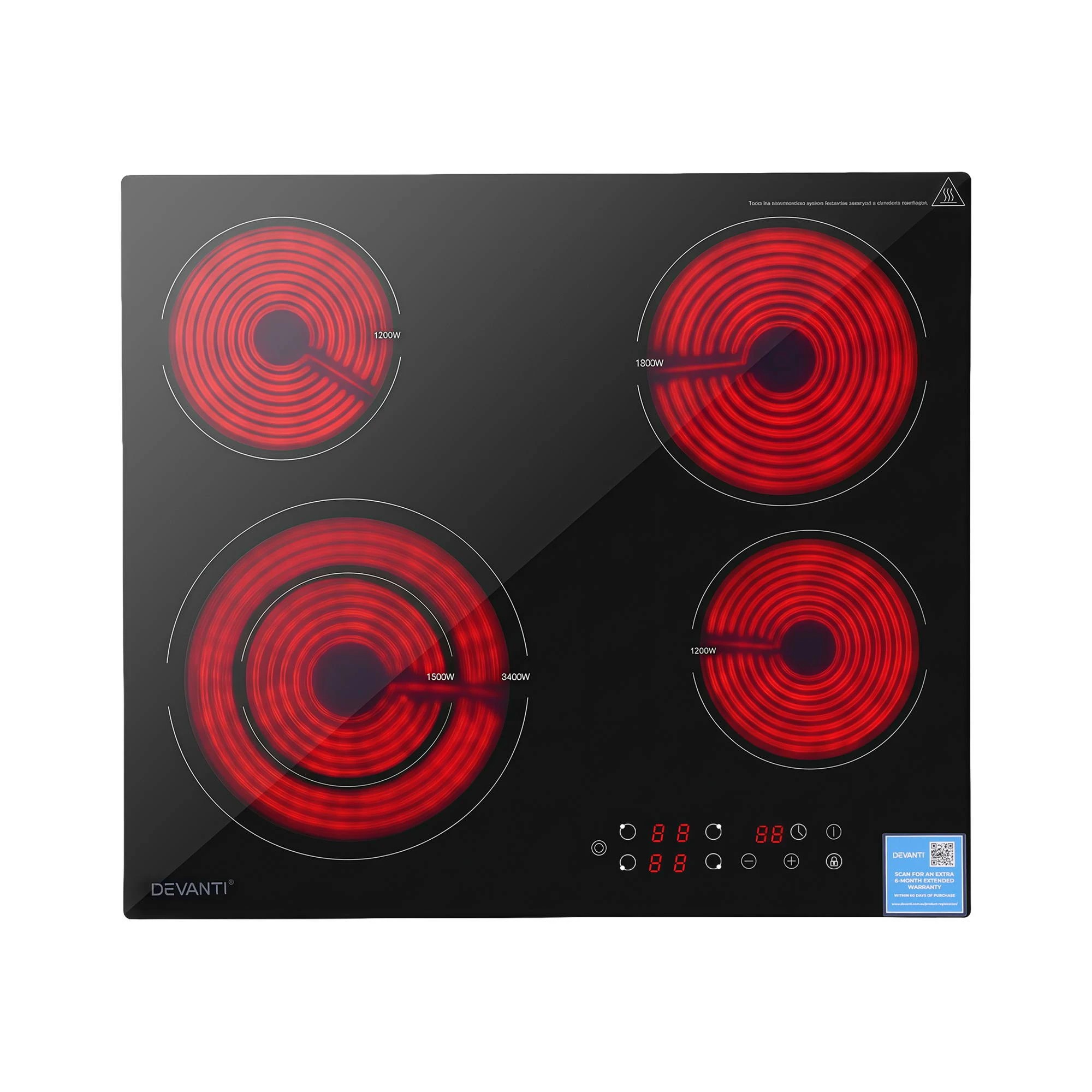 3 Devanti Electric Ceramic Cooktop Dual Zone Touch Control Black - Black, 3 of 8