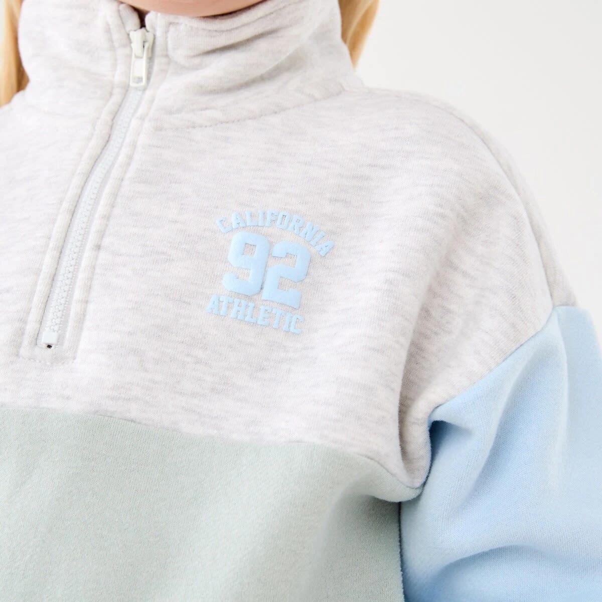 4 Colour Block Quarter Zip Fleece Sweatshirt Mutli, 4 of 8