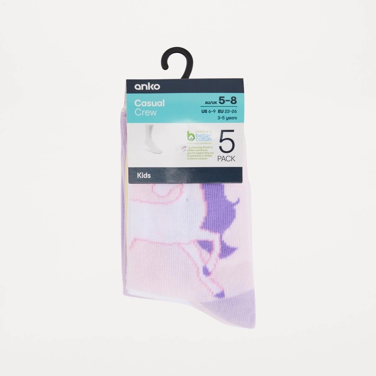 3 5 Pack Crew Socks Unicorn 25, 3 of 3