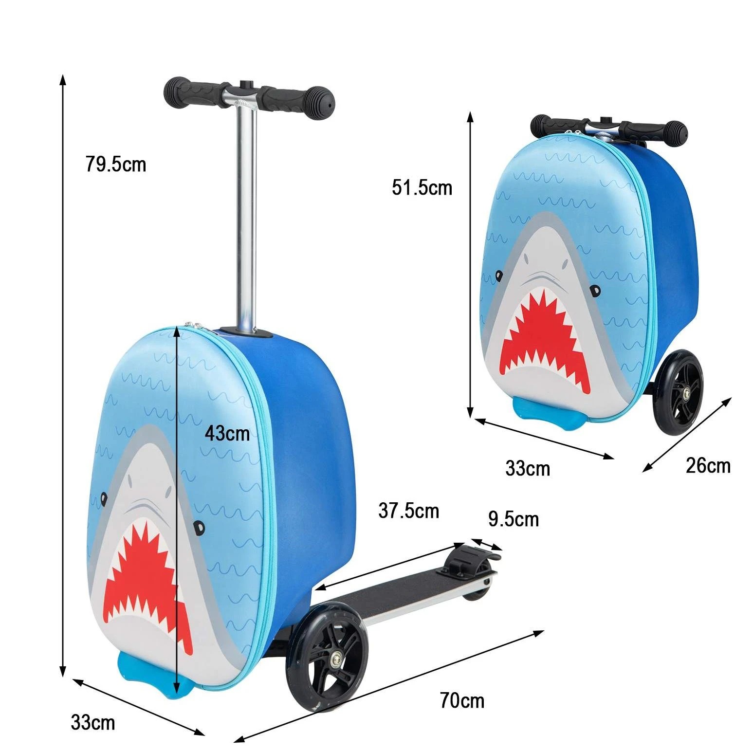 1 Costway Kids Suitcase Scooter Ride-on Luggage w/LED Wheels - Blue, 1 of 1