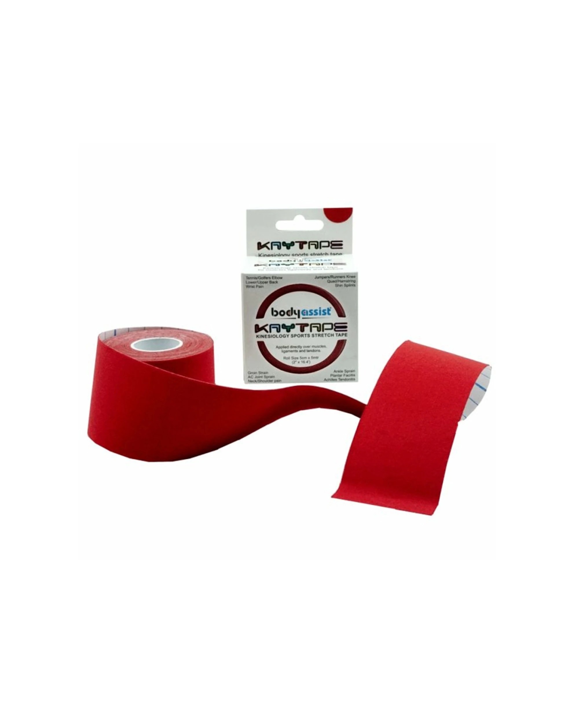 2 Bodyassist 2pc Kaytape Sports-Stretch Tape 5cm x 5m Rolls Flexible Support - Red - Red, 2 of 3