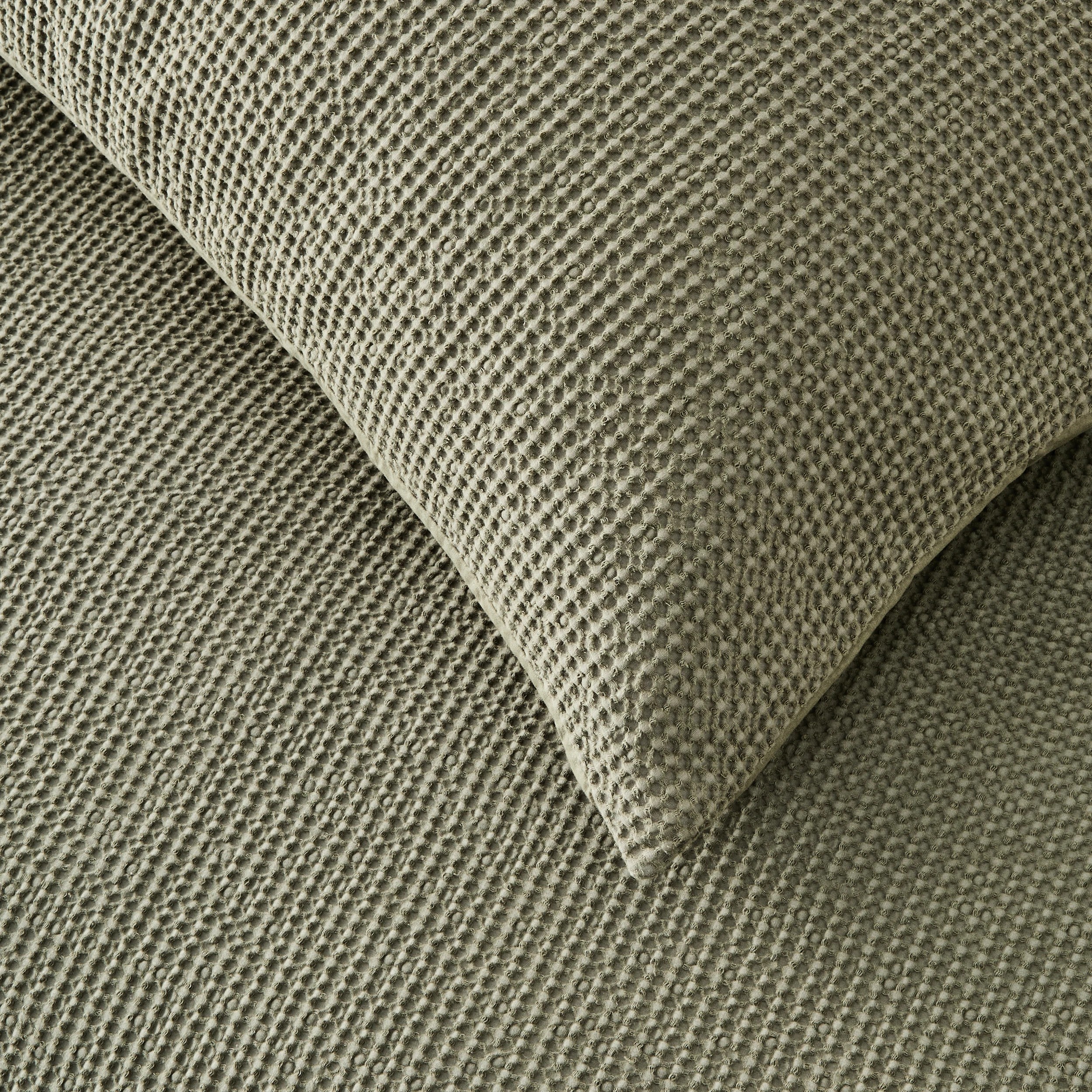 3 Waffle Stonewashed Cotton Quilt Cover Set - Super King Bed, Forest, 3 of 6