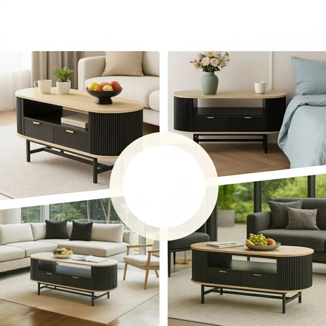 6 Artiss Coffee Table Drawer Shelf Wood& - Multi, 6 of 7