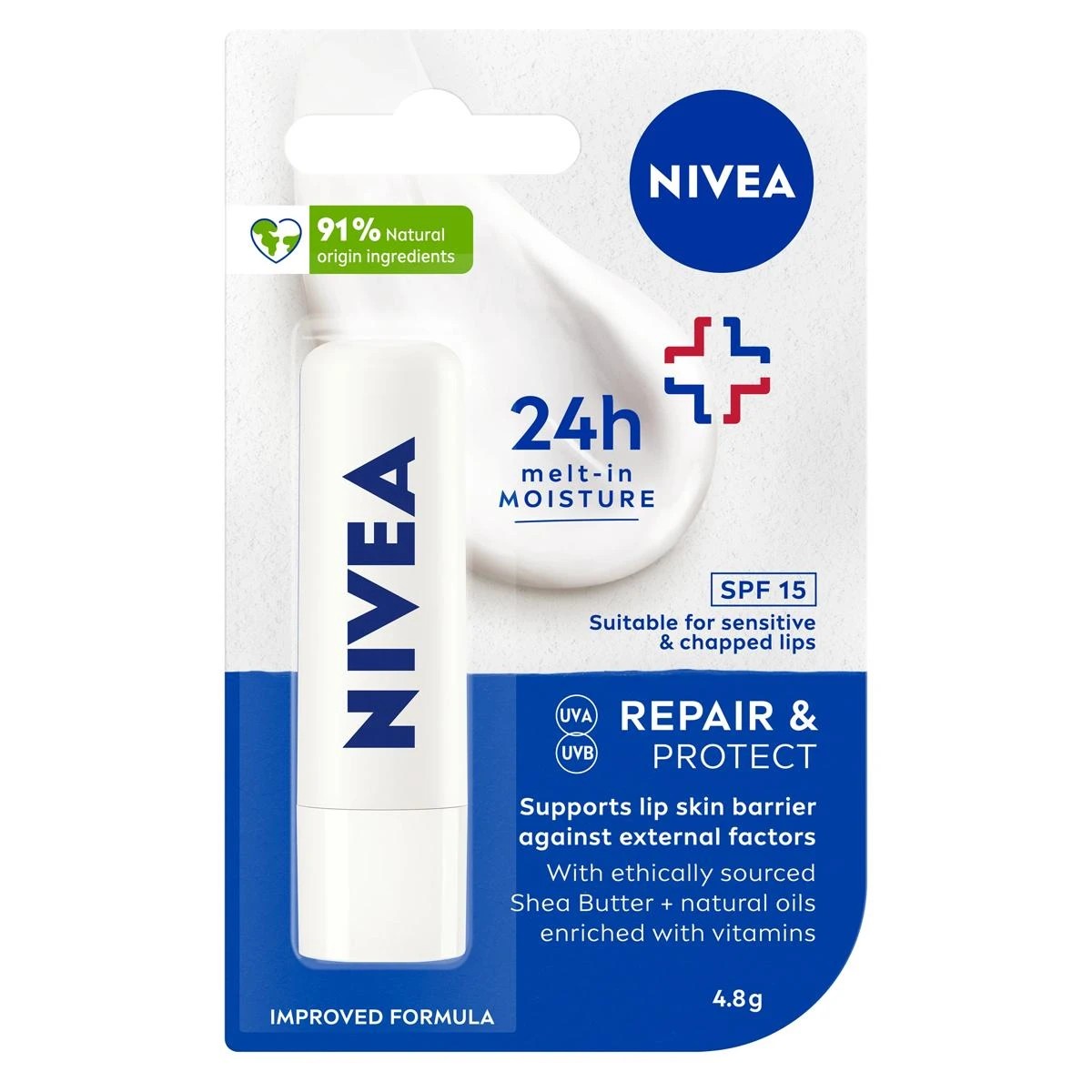 1 Nivea SPF 15 Repair and Protect Caring Lip Balm 4.8g, 1 of 8