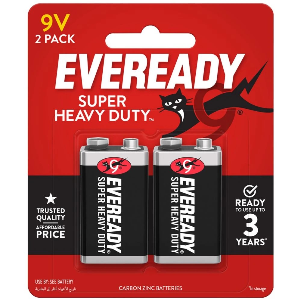 1 Eveready Super Heavy Duty 9V Batteries 2 Pack, 1 of 1